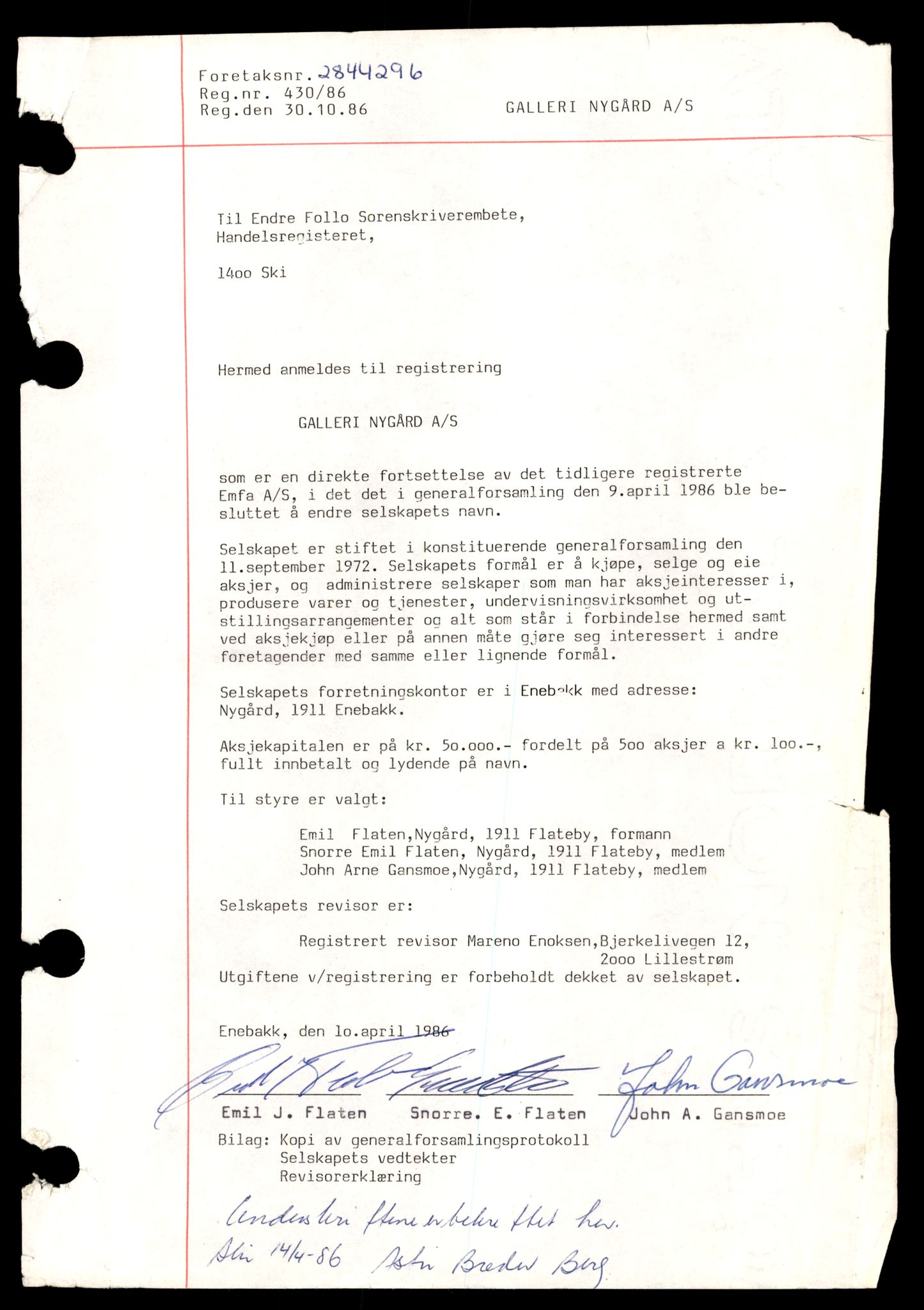 Indre Follo tingrett, AV/SAT-A-10086/K/Ka/Kab/L0004: Aksjeselskap, G - M , 1944-1990, s. 3