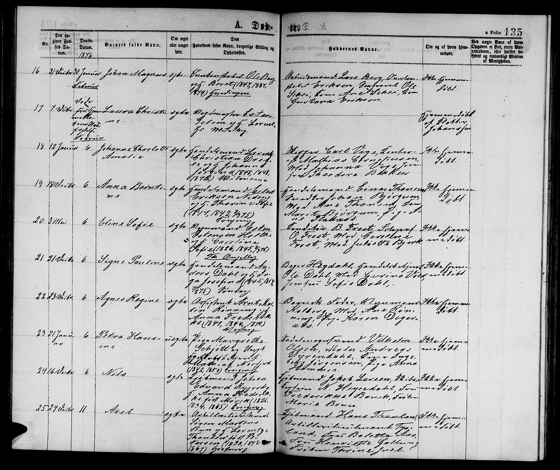 Ministerialprotokoller, klokkerbøker og fødselsregistre - Sør-Trøndelag, SAT/A-1456/601/L0088: Klokkerbok nr. 601C06, 1870-1878, s. 135