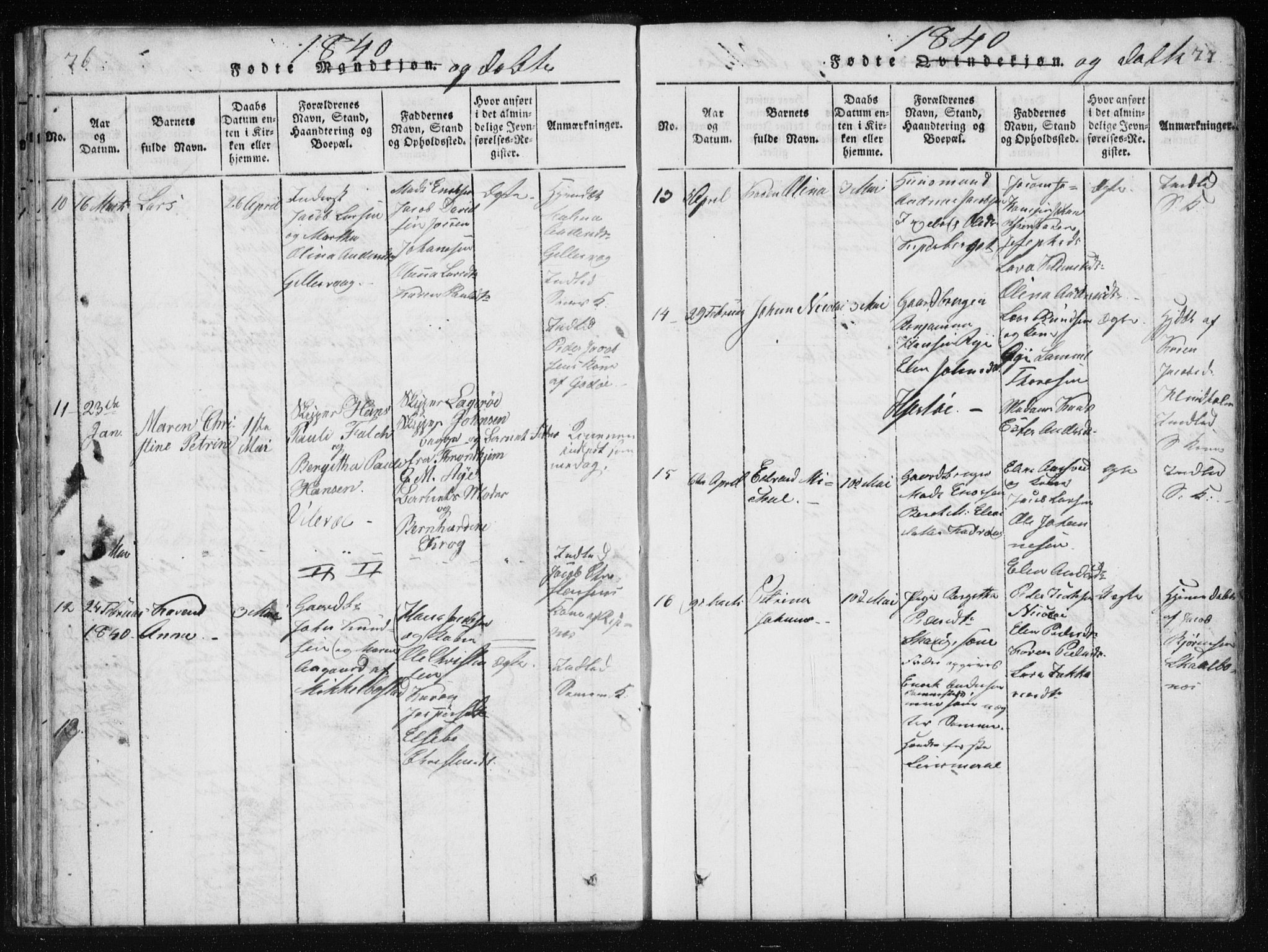 Ministerialprotokoller, klokkerbøker og fødselsregistre - Nordland, AV/SAT-A-1459/801/L0027: Klokkerbok nr. 801C02, 1835-1845, s. 76-77