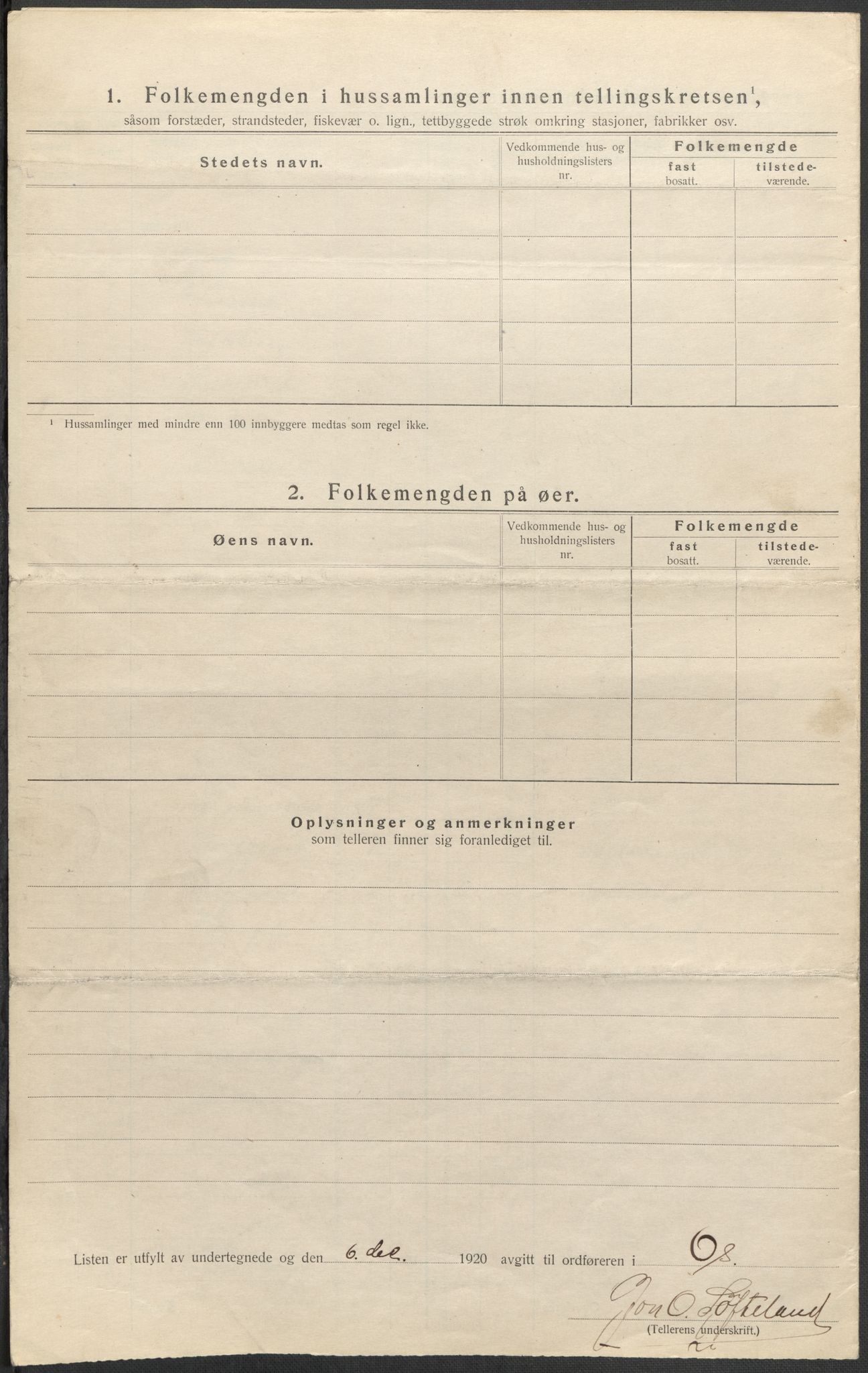 SAB, Folketelling 1920 for 1243 Os herred, 1920, s. 7