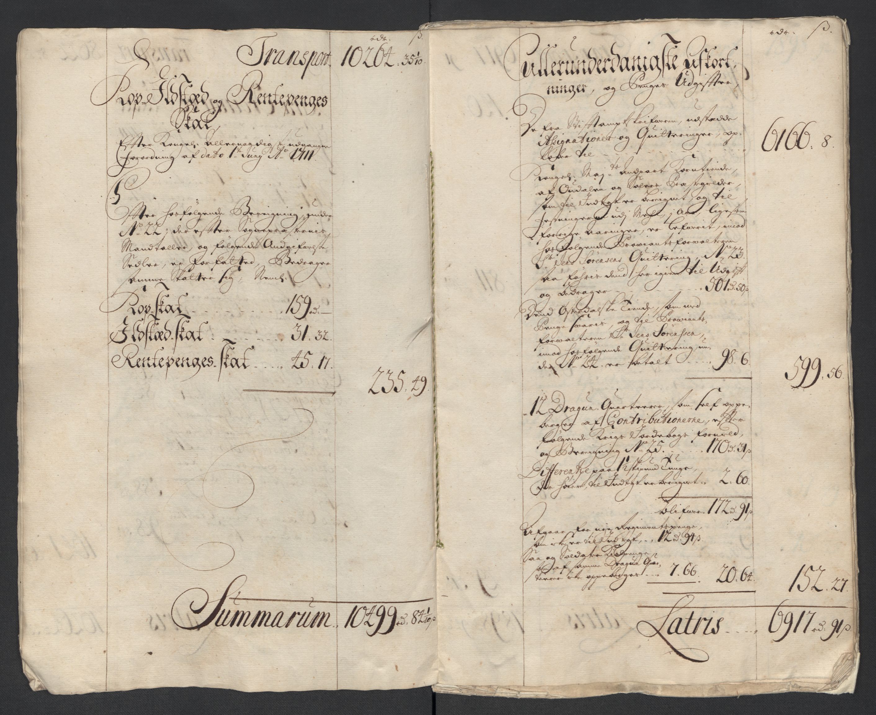 Rentekammeret inntil 1814, Reviderte regnskaper, Fogderegnskap, AV/RA-EA-4092/R13/L0848: Fogderegnskap Solør, Odal og Østerdal, 1711, s. 9