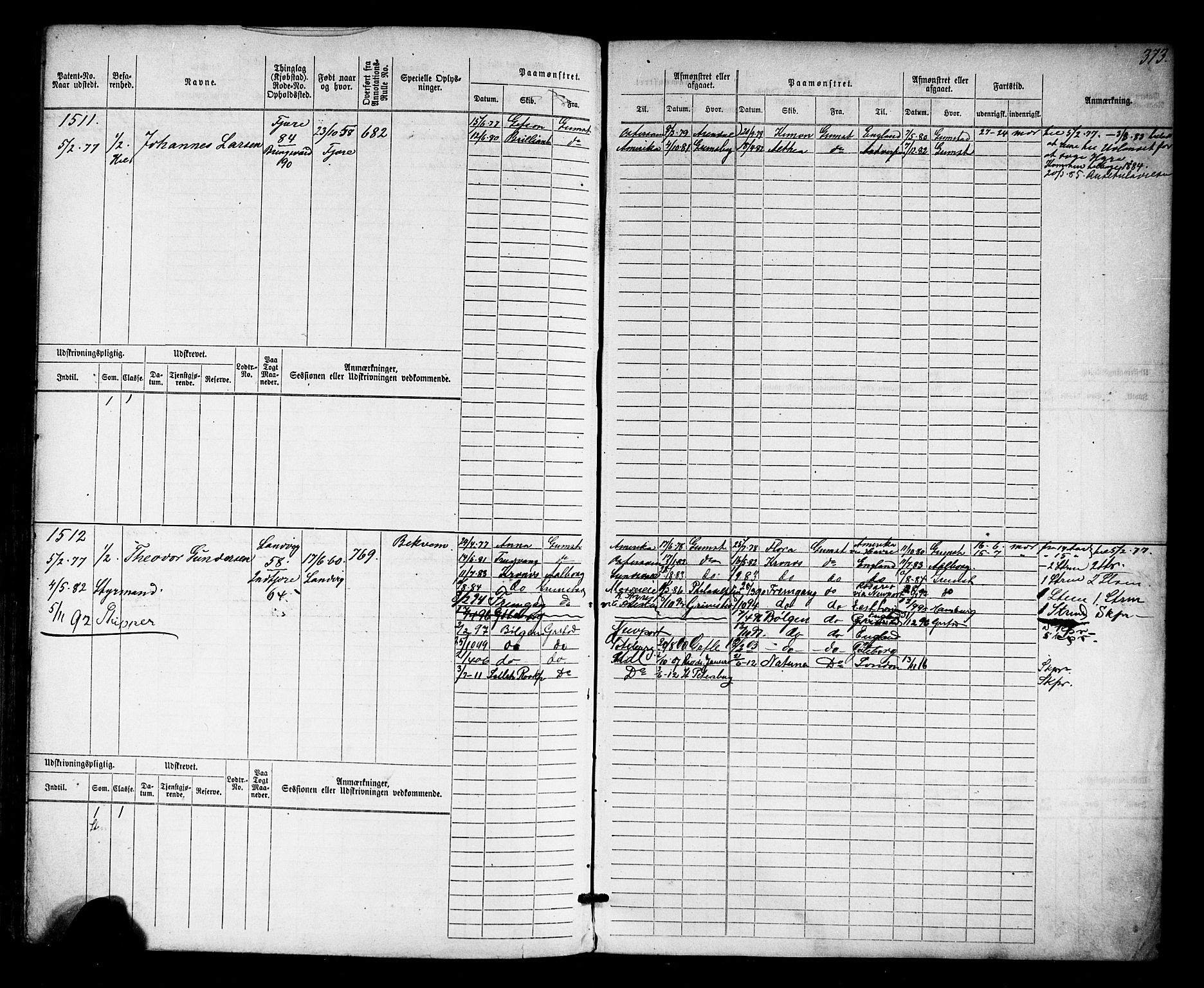 Grimstad mønstringskrets, AV/SAK-2031-0013/F/Fb/L0010: Hovedrulle nr 769-1528, V-23, 1870-1877, s. 386