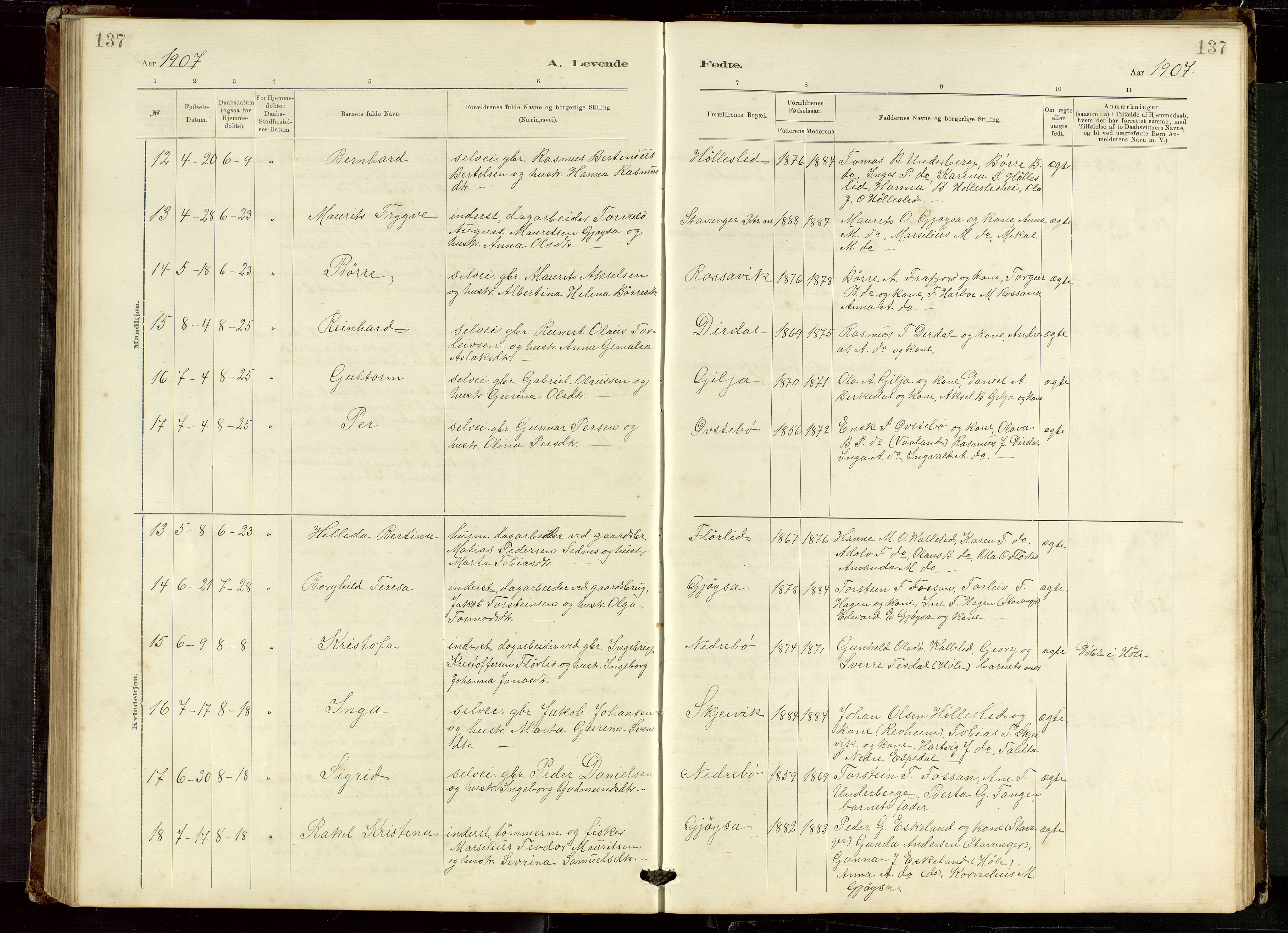 Høgsfjord sokneprestkontor, AV/SAST-A-101624/H/Ha/Hab/L0009: Klokkerbok nr. B 9, 1883-1920, s. 137