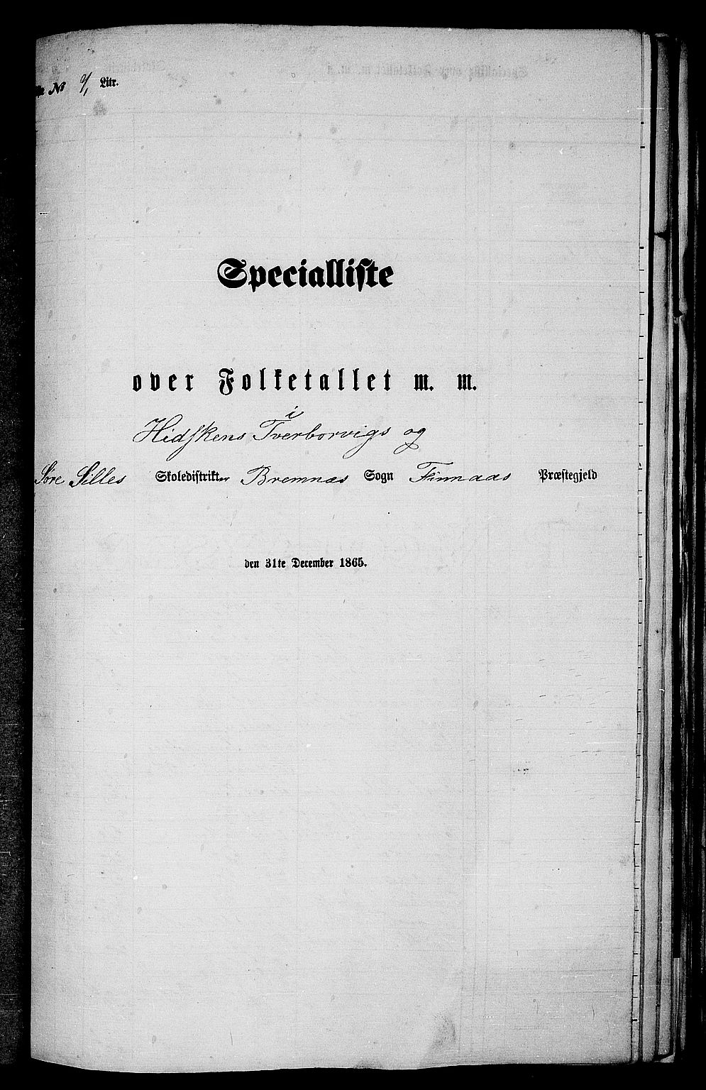 RA, Folketelling 1865 for 1218P Finnås prestegjeld, 1865, s. 83