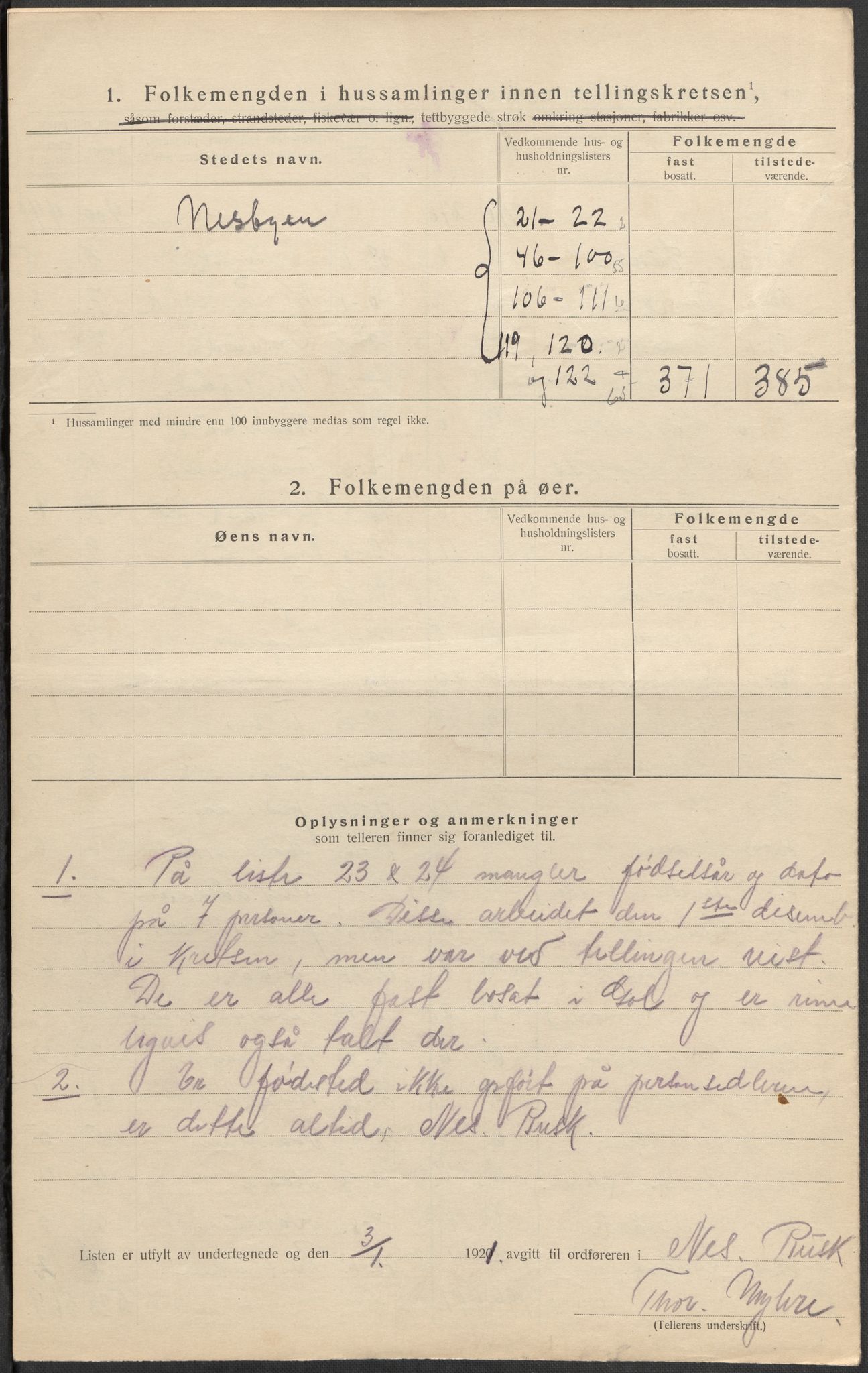 SAKO, Folketelling 1920 for 0616 Nes herred, 1920, s. 23