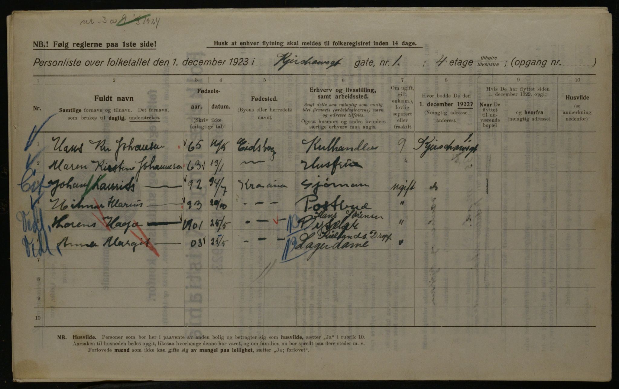 OBA, Kommunal folketelling 1.12.1923 for Kristiania, 1923, s. 55159