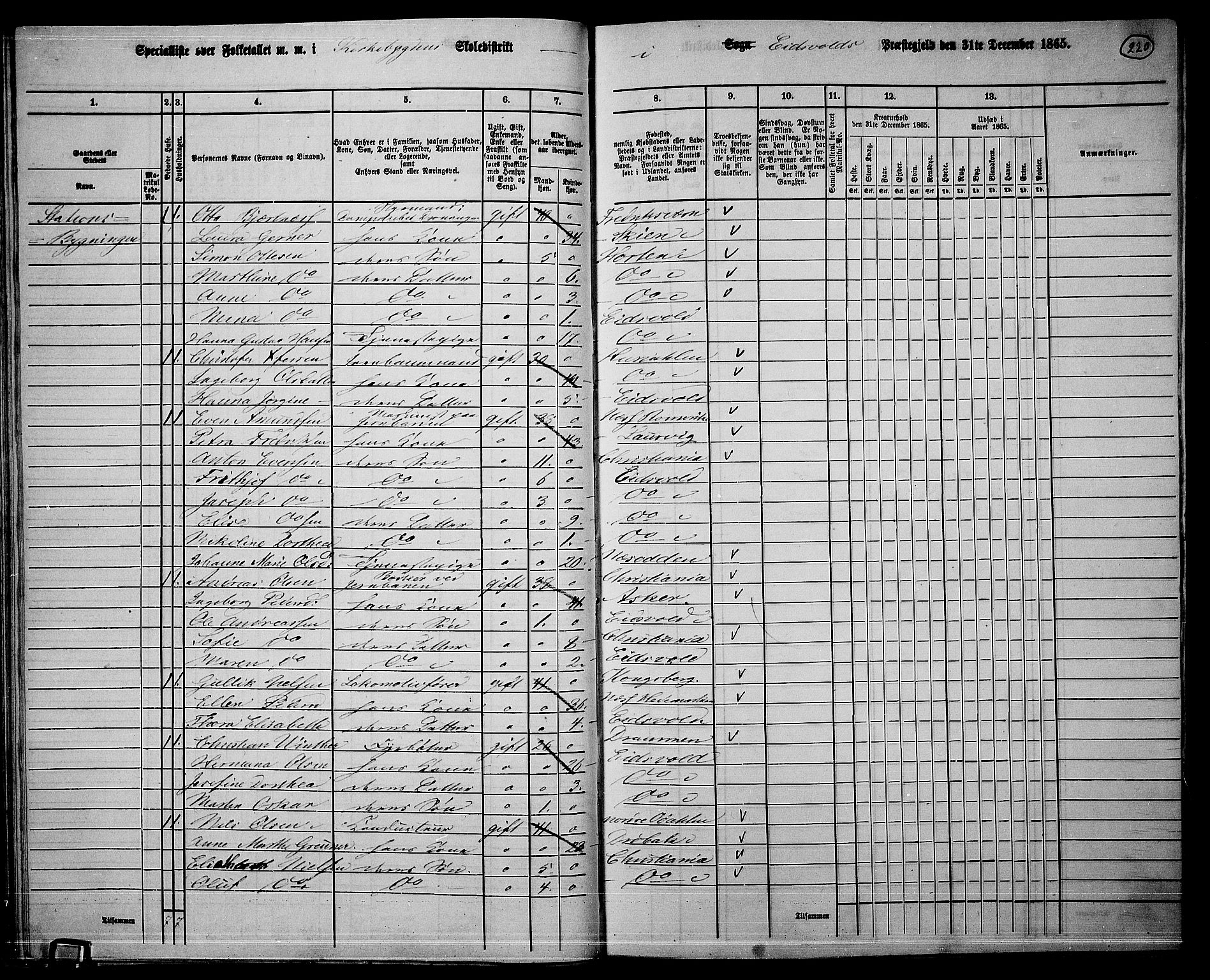 RA, Folketelling 1865 for 0237P Eidsvoll prestegjeld, 1865, s. 201