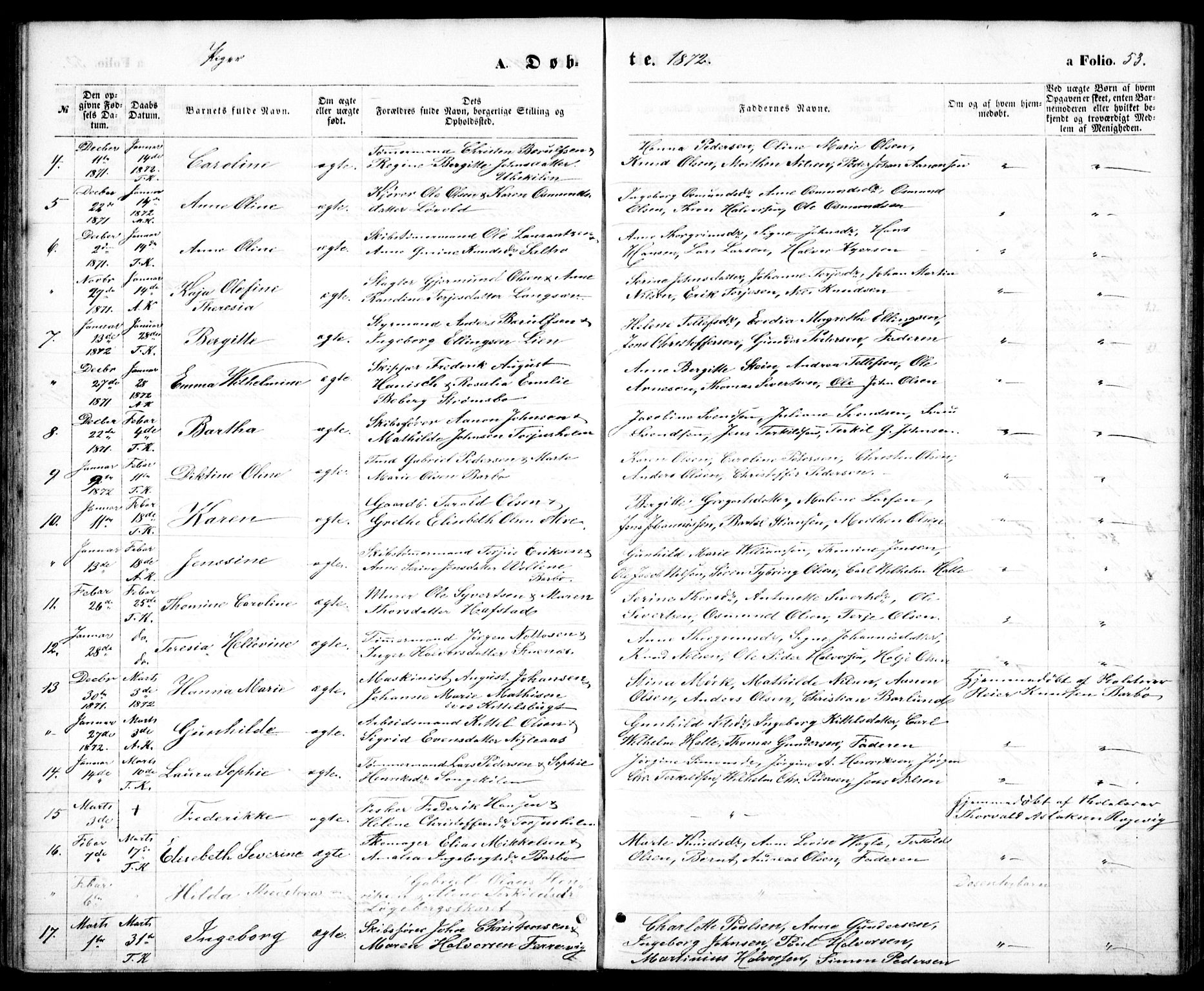 Tromøy sokneprestkontor, AV/SAK-1111-0041/F/Fb/L0004: Klokkerbok nr. B 4, 1869-1877, s. 53