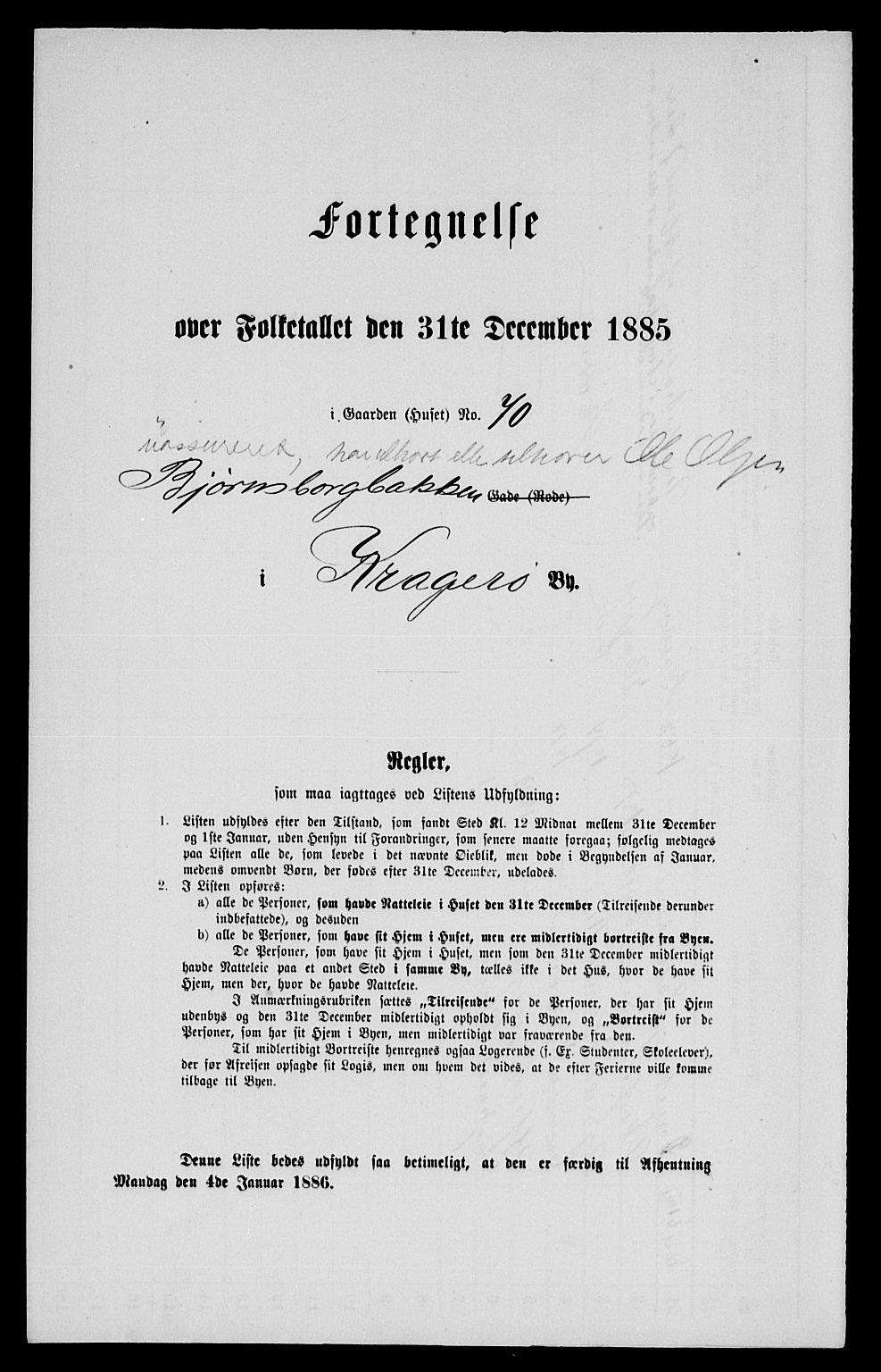 SAKO, Folketelling 1885 for 0801 Kragerø kjøpstad, 1885, s. 1022