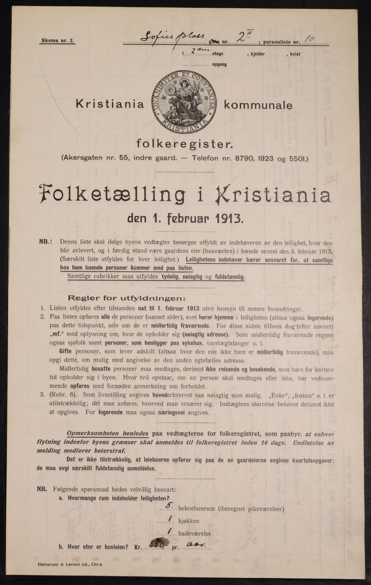 OBA, Kommunal folketelling 1.2.1913 for Kristiania, 1913, s. 99403