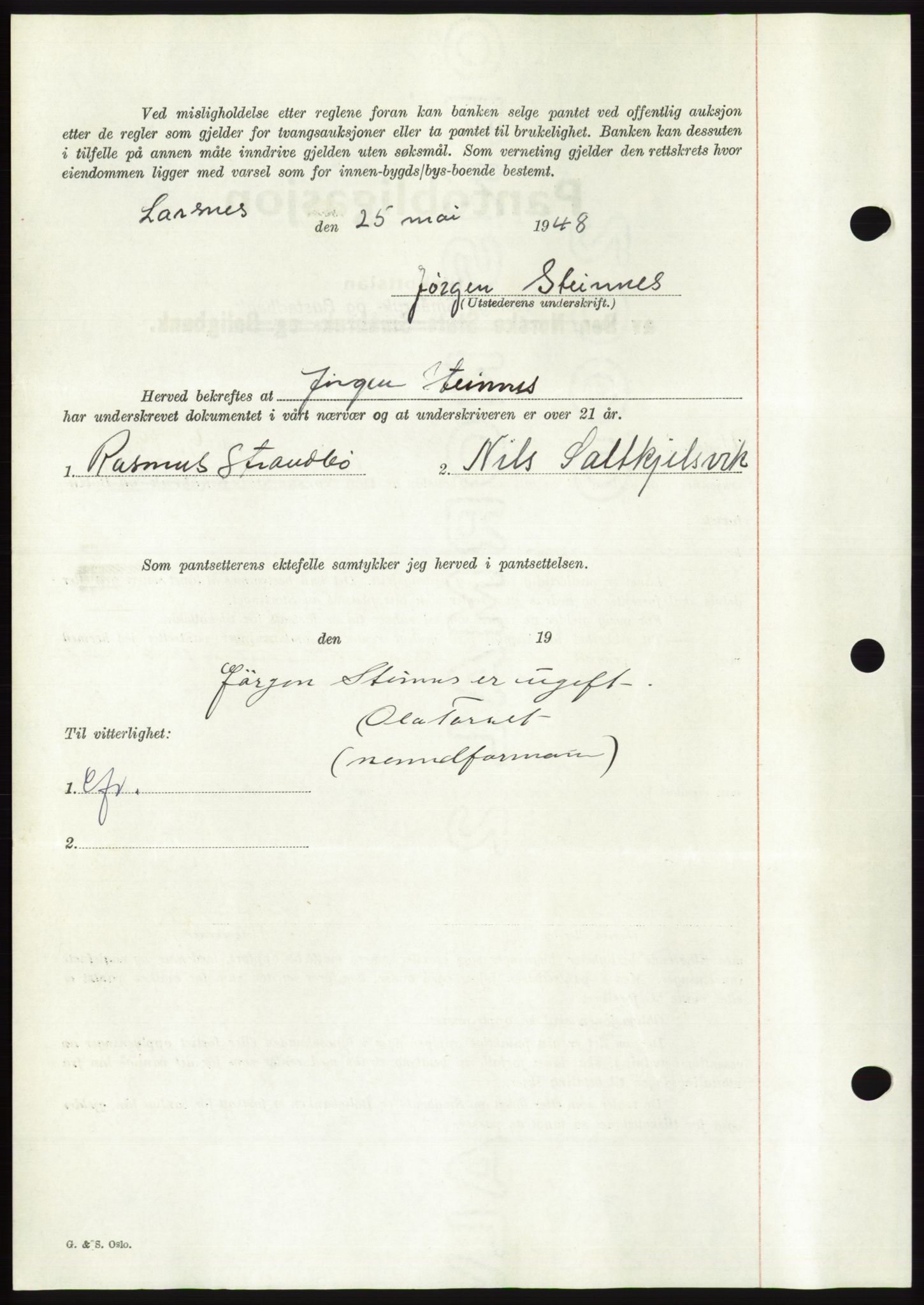 Søre Sunnmøre sorenskriveri, AV/SAT-A-4122/1/2/2C/L0116: Pantebok nr. 4B, 1948-1949, Dagboknr: 694/1948