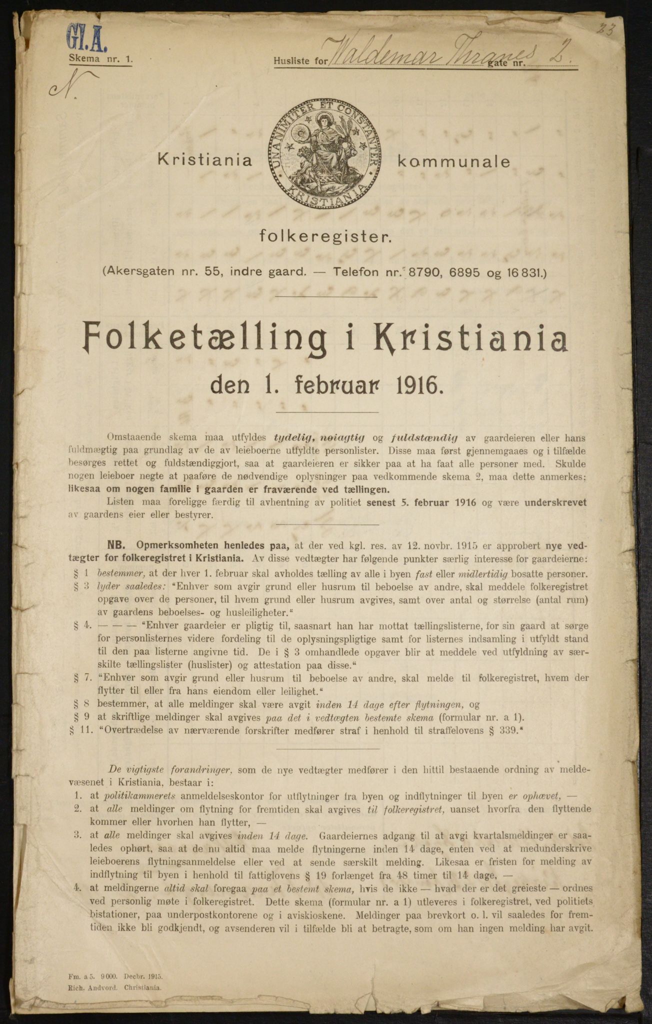 OBA, Kommunal folketelling 1.2.1916 for Kristiania, 1916, s. 129883