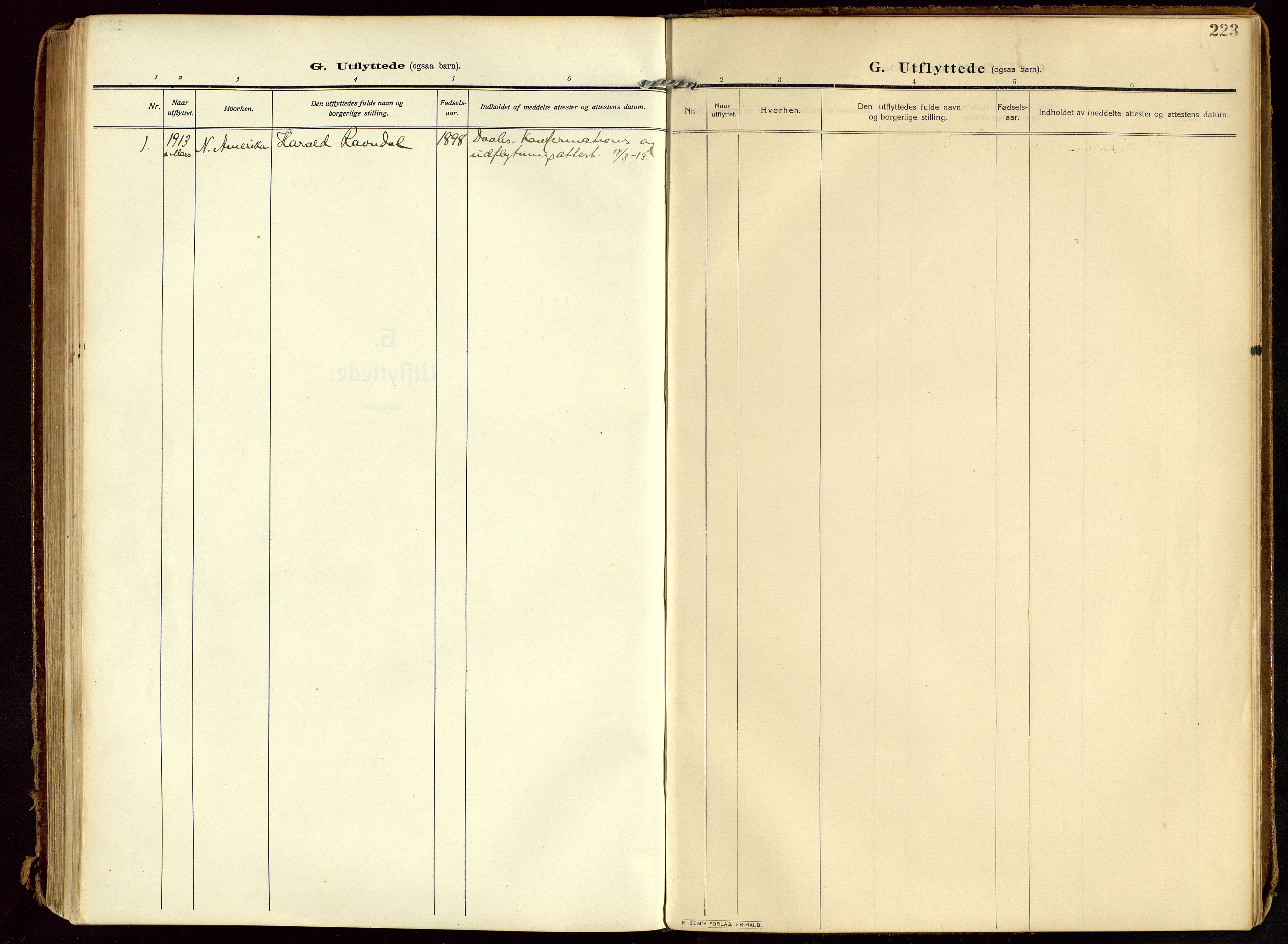 Lye sokneprestkontor, AV/SAST-A-101794/002/B/L0001: Ministerialbok nr. A 13, 1910-1925, s. 223