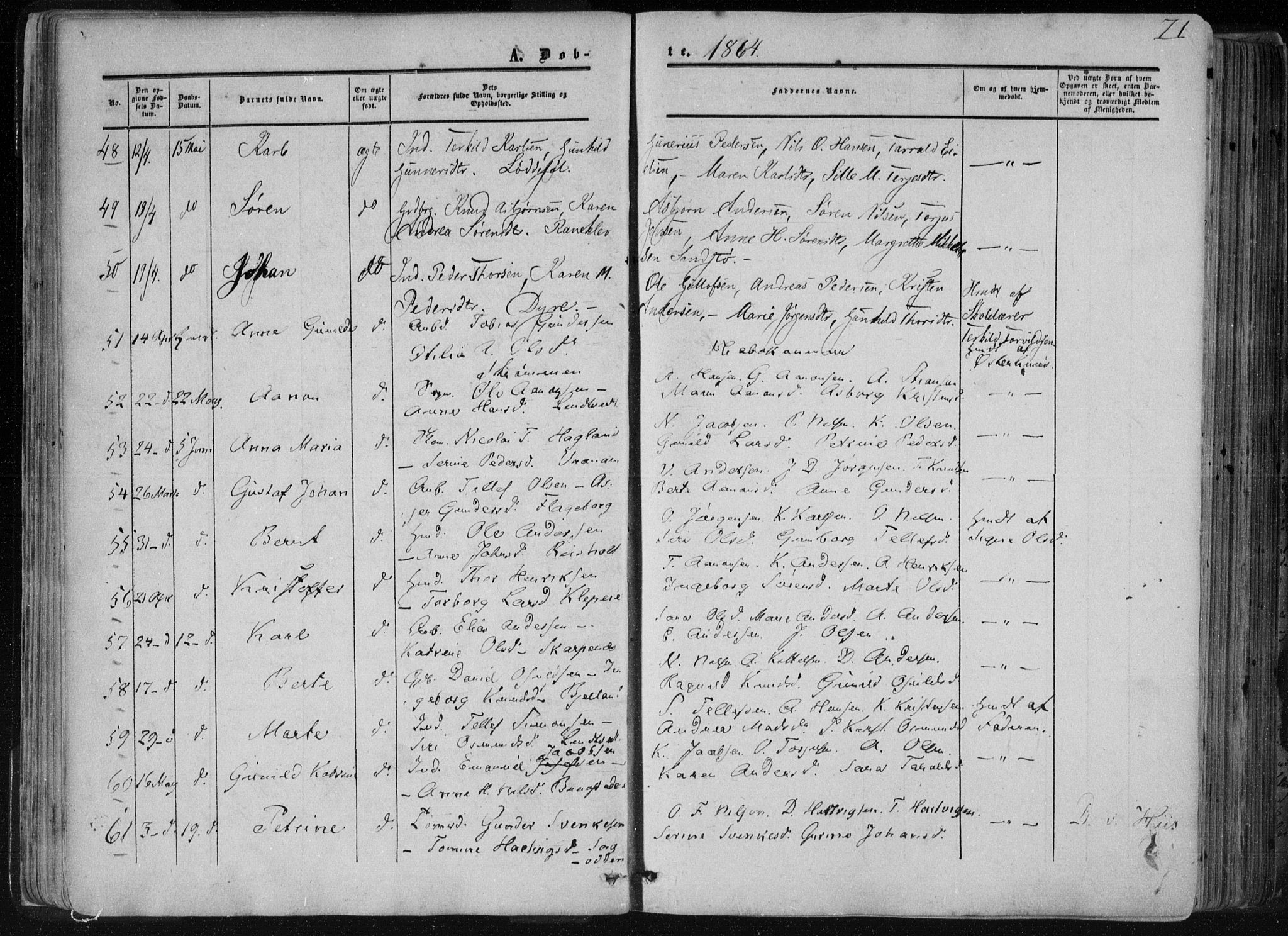 Øyestad sokneprestkontor, AV/SAK-1111-0049/F/Fa/L0015: Ministerialbok nr. A 15, 1857-1873, s. 71