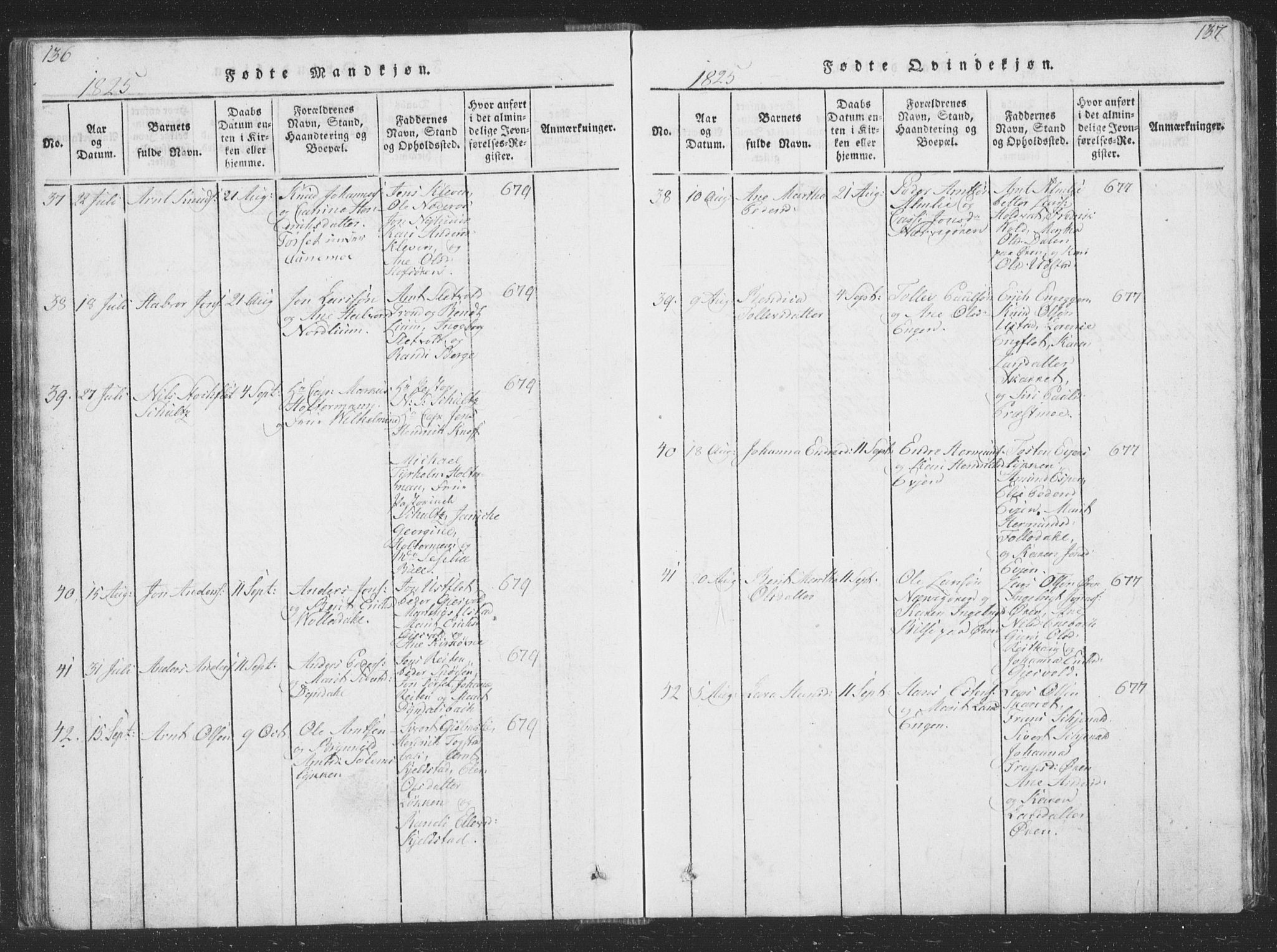 Ministerialprotokoller, klokkerbøker og fødselsregistre - Sør-Trøndelag, AV/SAT-A-1456/668/L0816: Klokkerbok nr. 668C05, 1816-1893, s. 136-137