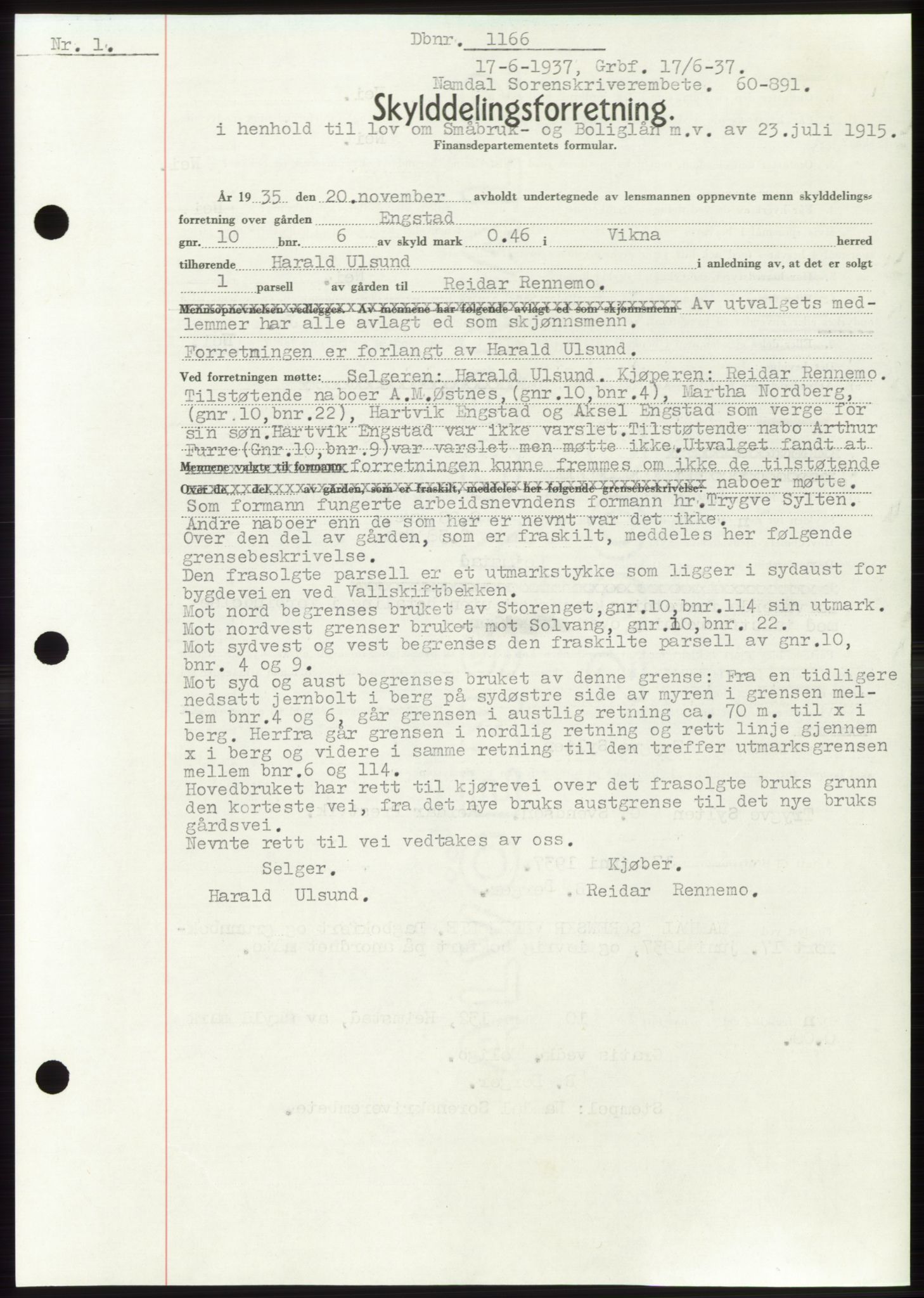 Namdal sorenskriveri, SAT/A-4133/1/2/2C: Pantebok nr. -, 1937-1939, Tingl.dato: 17.06.1937
