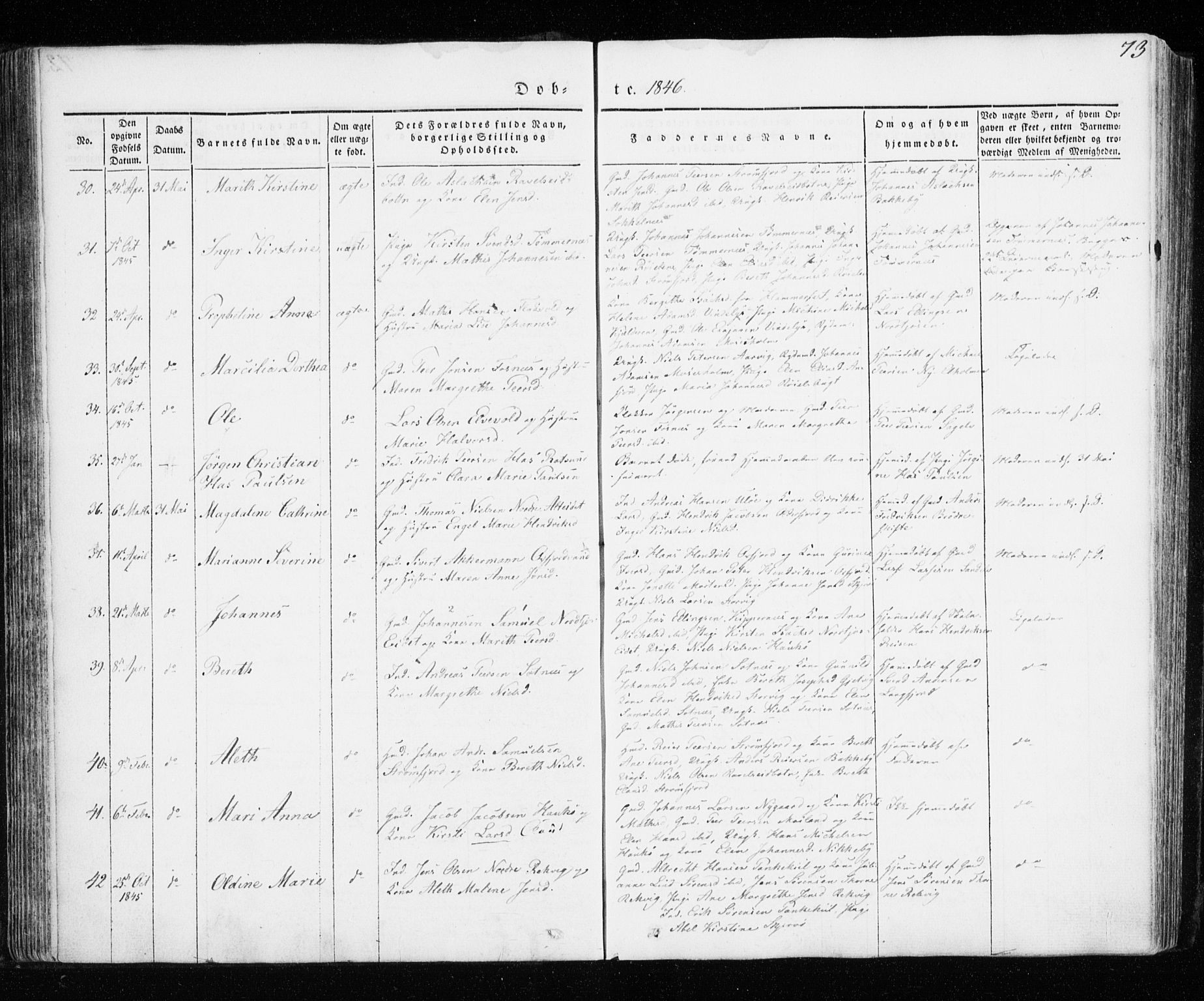 Skjervøy sokneprestkontor, AV/SATØ-S-1300/H/Ha/Haa/L0005kirke: Ministerialbok nr. 5, 1838-1847, s. 73