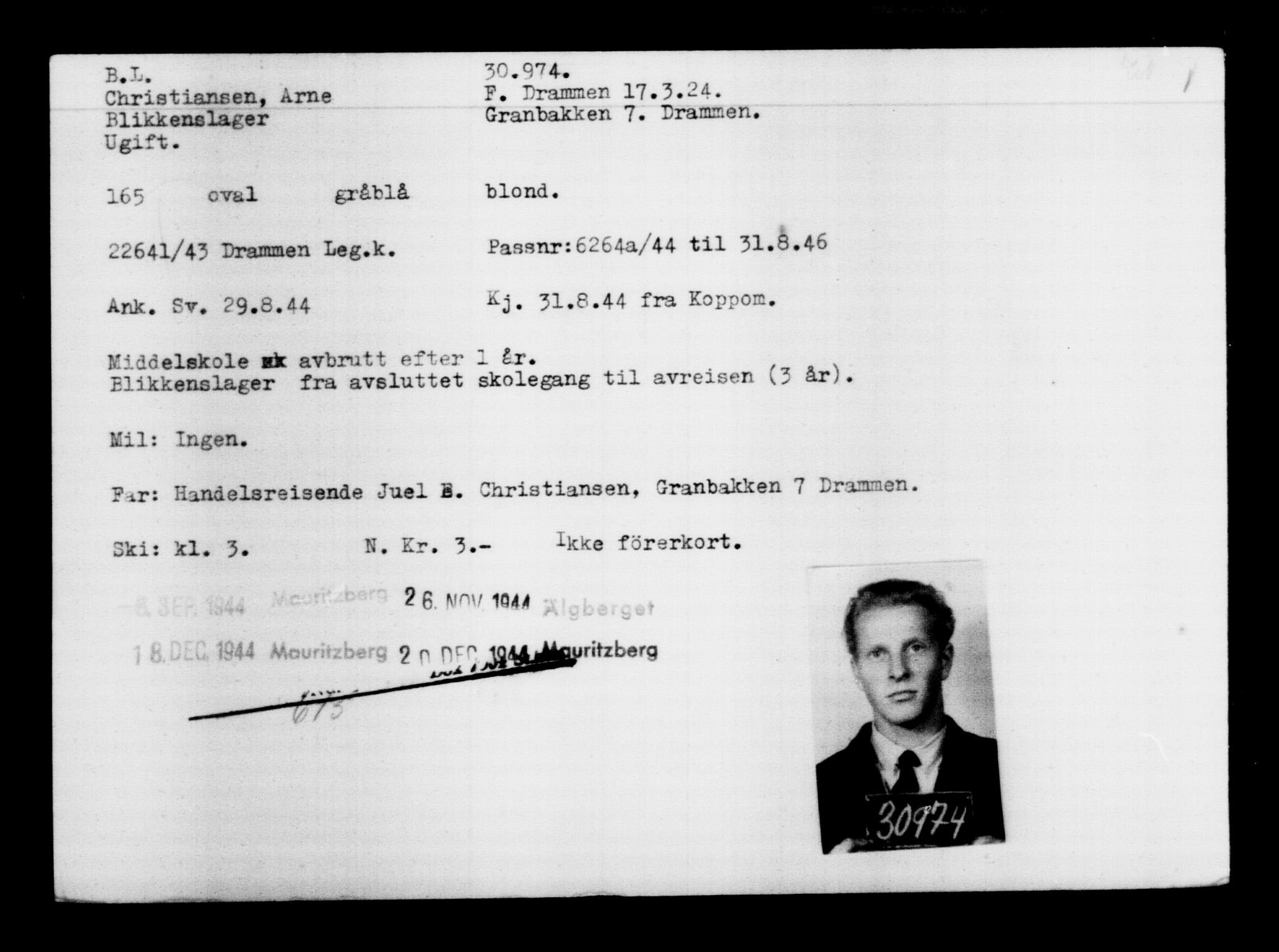 Utenriksstasjonene, Legasjonen i Stockholm, Flyktningkontoret, AV/RA-S-6753/V/Va/L0012: Kjesäterkartoteket, flyktninger med registreringsnr. 28300-31566, 1940-1945, s. 2904