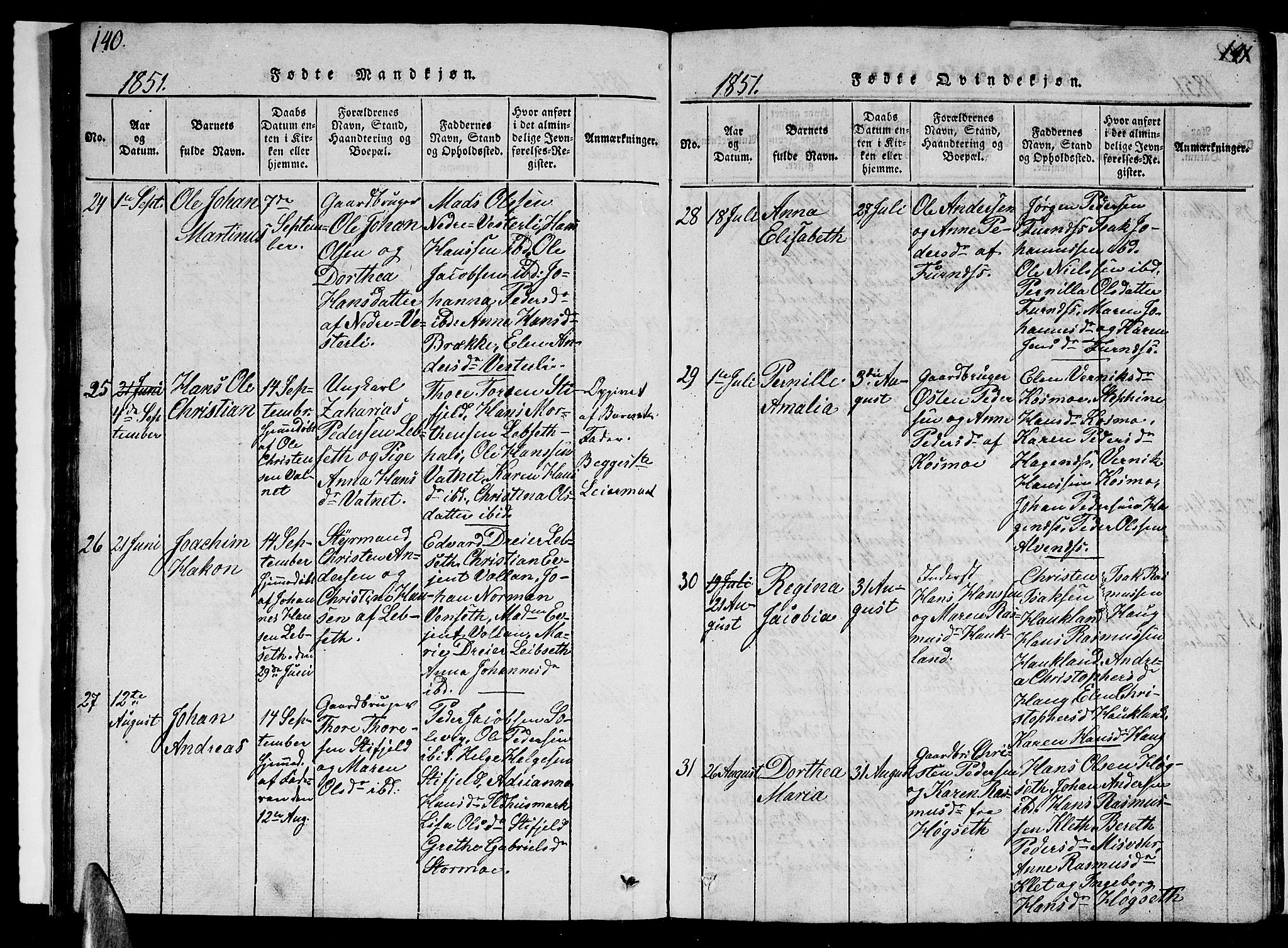 Ministerialprotokoller, klokkerbøker og fødselsregistre - Nordland, AV/SAT-A-1459/852/L0752: Klokkerbok nr. 852C03, 1840-1855, s. 140-141