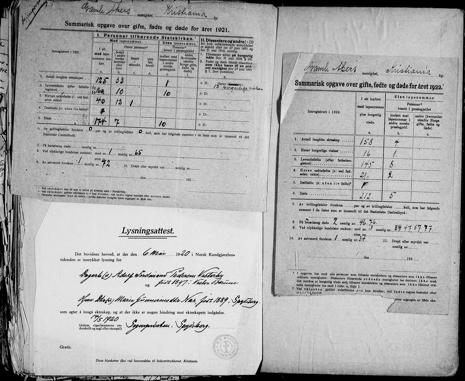 Gamle Aker prestekontor Kirkebøker, AV/SAO-A-10617a/H/L0005: Lysningsprotokoll nr. 5, 1918-1930
