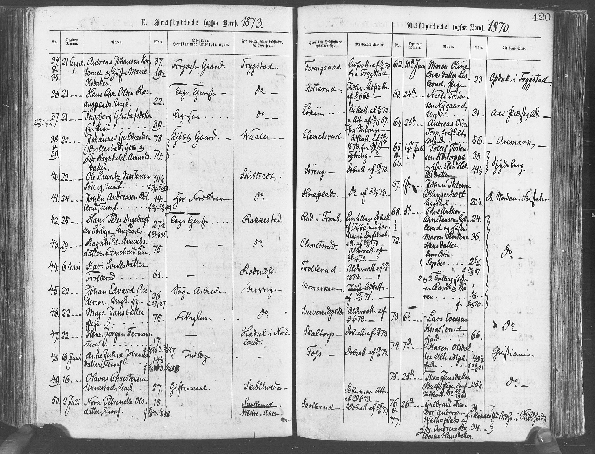 Eidsberg prestekontor Kirkebøker, AV/SAO-A-10905/F/Fa/L0011: Ministerialbok nr. I 11, 1867-1878, s. 420