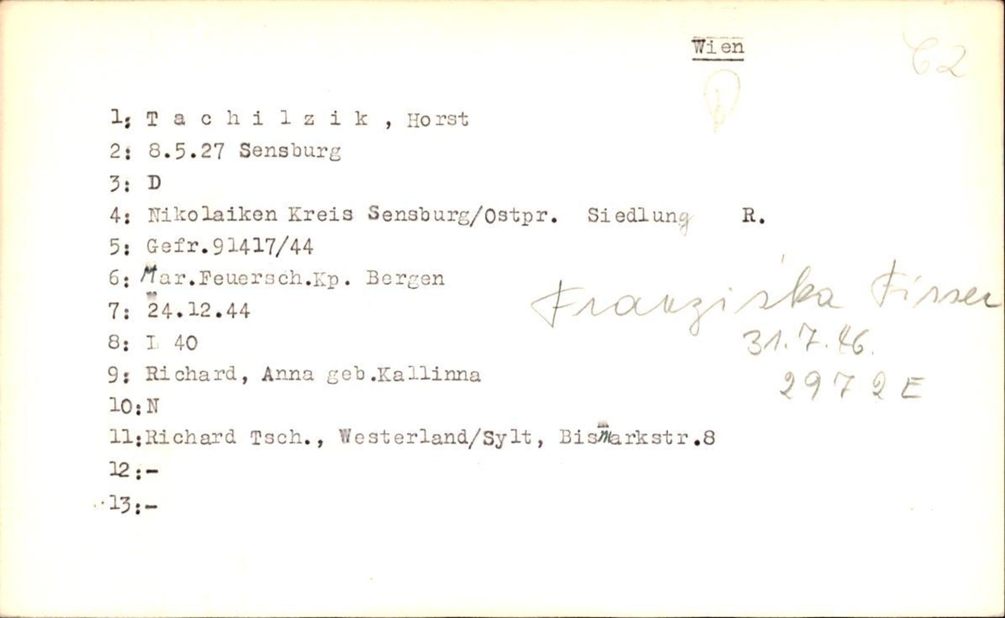 Hjemsendte tyskere , RA/RAFA-6487/D/Db/L0026: Sowinski-Taubeld, 1945-1947, s. 1138