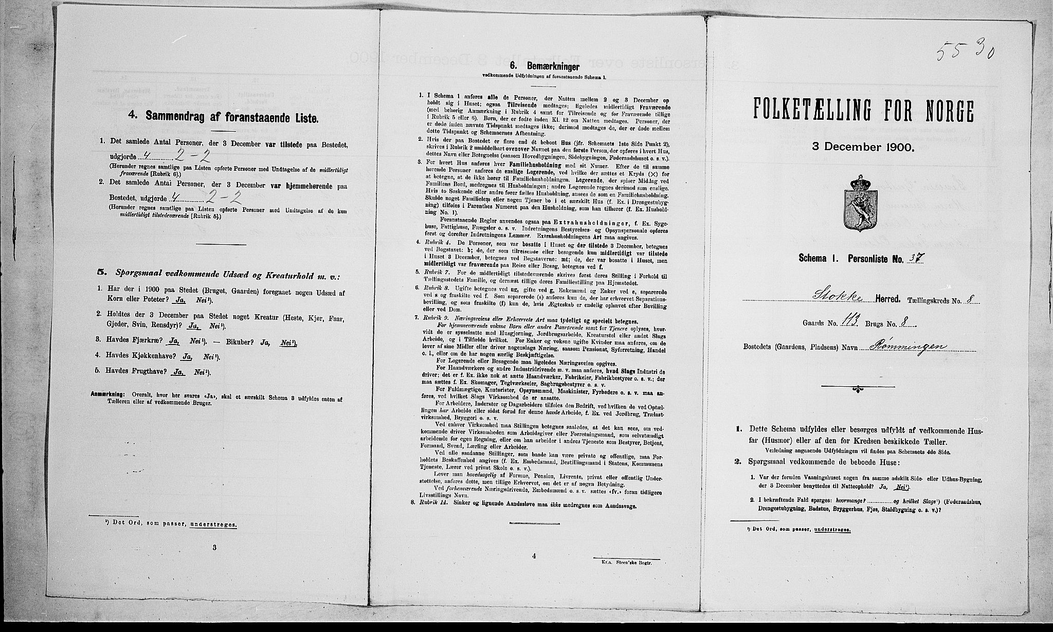RA, Folketelling 1900 for 0720 Stokke herred, 1900, s. 1470