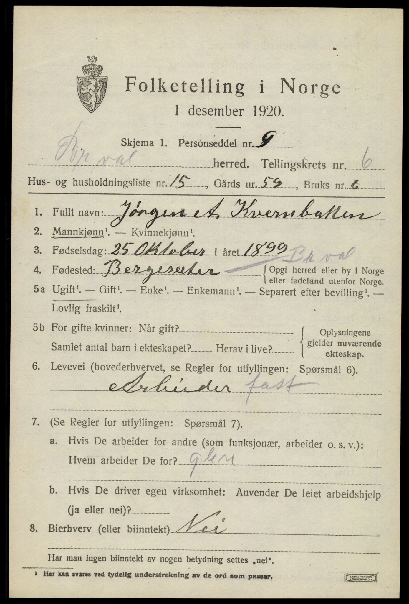 SAH, Folketelling 1920 for 0422 Brandval herred, 1920, s. 5440