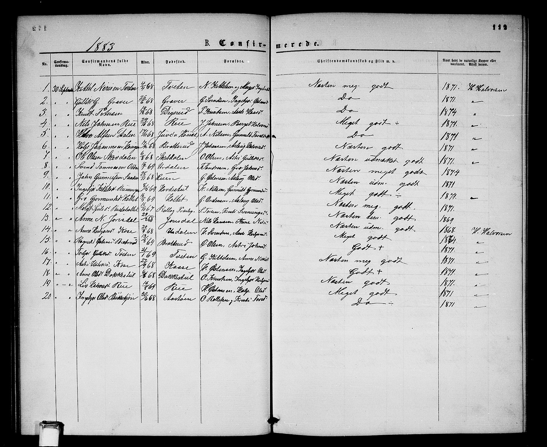 Gransherad kirkebøker, AV/SAKO-A-267/G/Gb/L0002: Klokkerbok nr. II 2, 1860-1886, s. 112