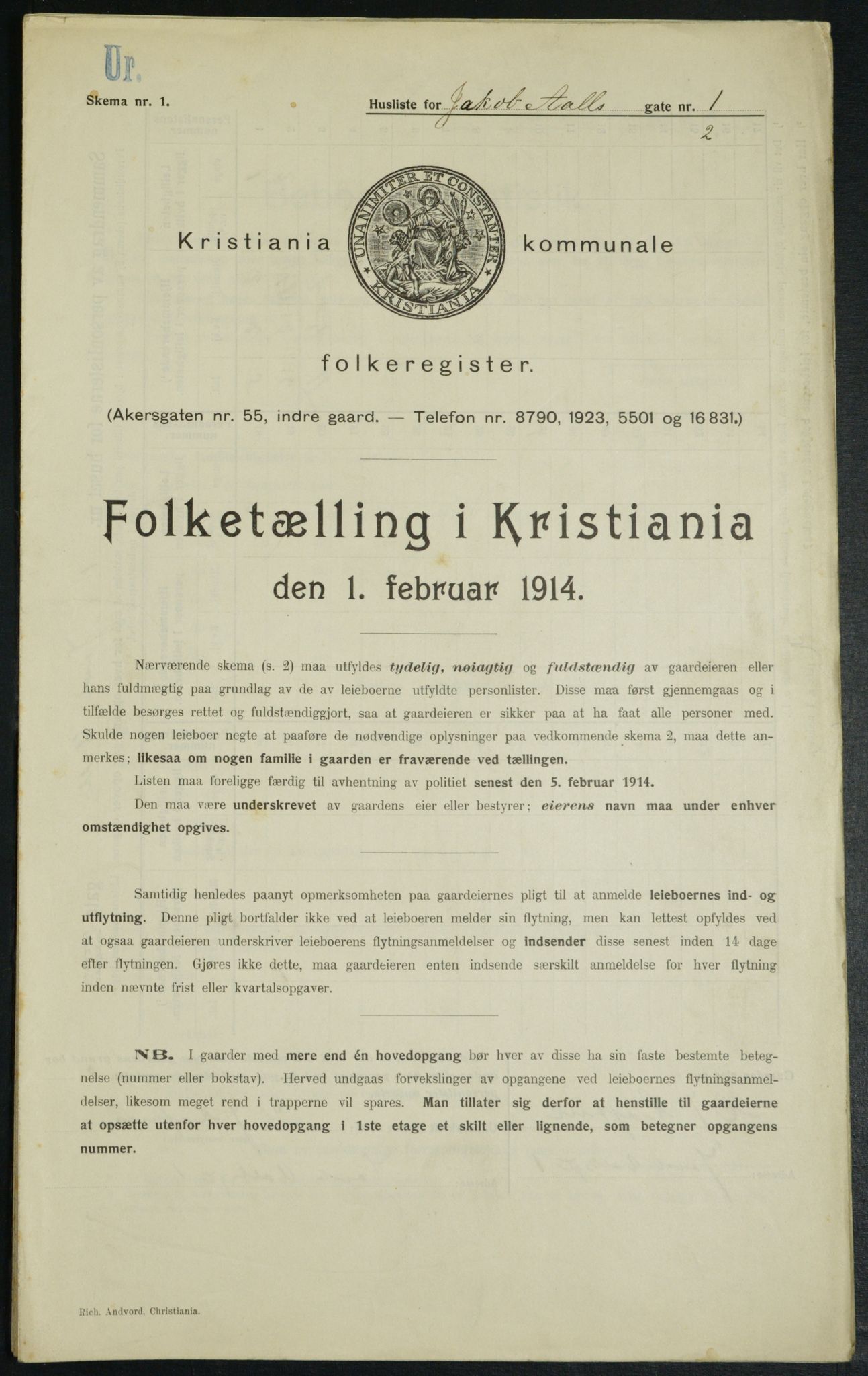 OBA, Kommunal folketelling 1.2.1914 for Kristiania, 1914, s. 44717