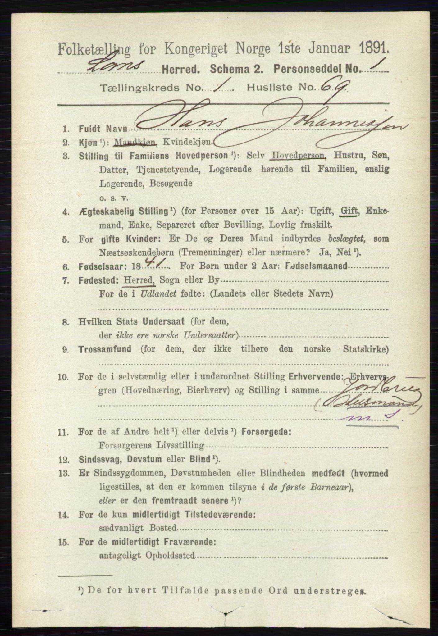 RA, Folketelling 1891 for 0514 Lom herred, 1891, s. 546