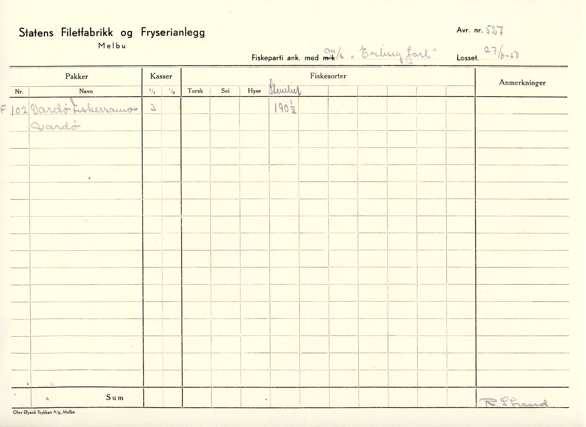 Vardø Fiskersamvirkelag, VAMU/A-0037/D/Da/L0006: Korrespondanse Re-St, 1947-1951