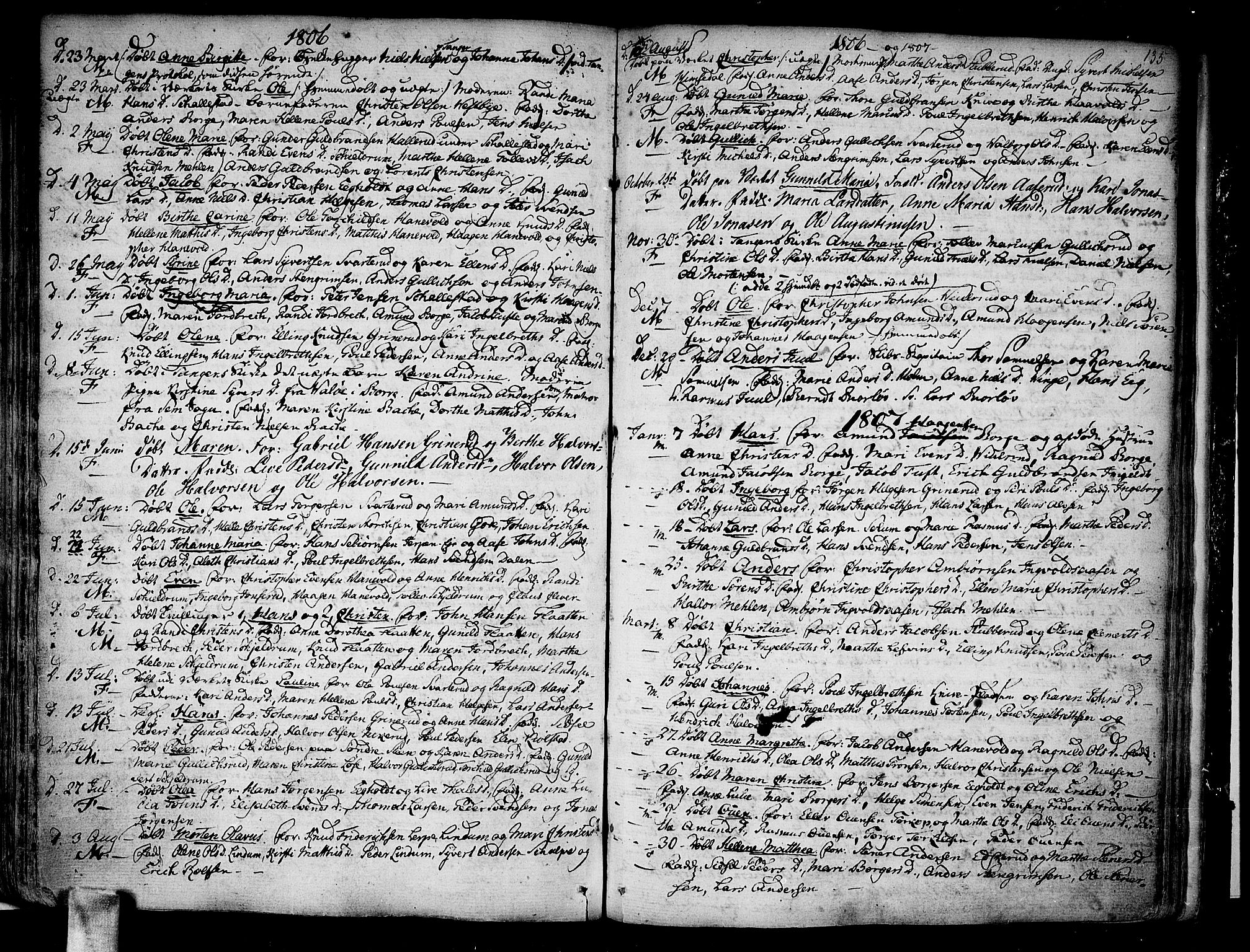 Skoger kirkebøker, SAKO/A-59/F/Fa/L0001: Ministerialbok nr. I 1, 1746-1814, s. 135