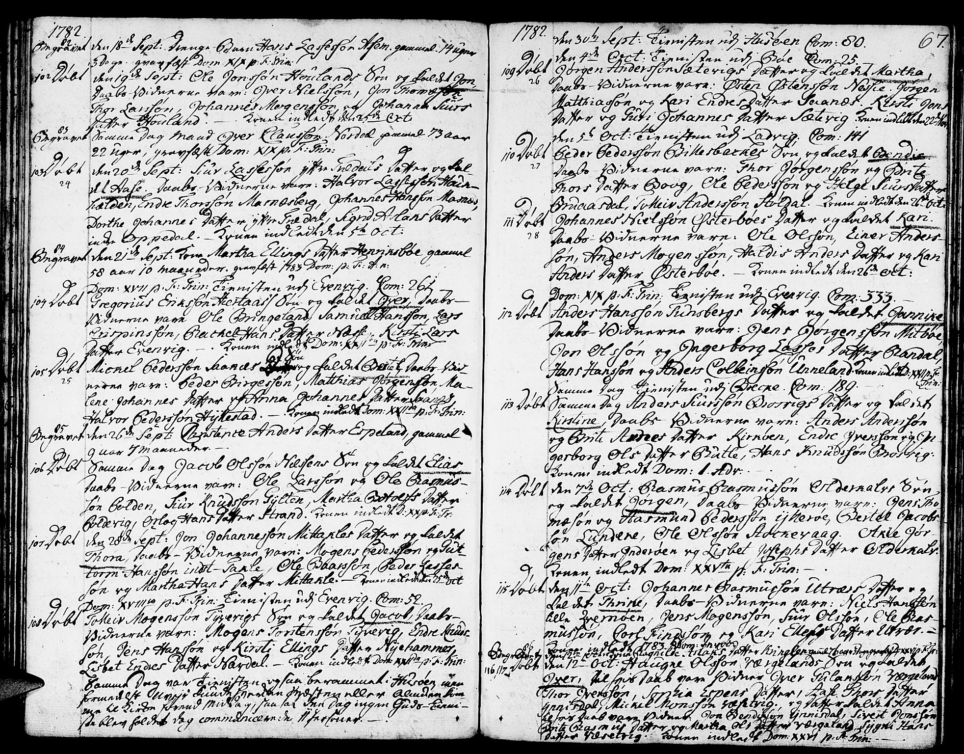 Gulen sokneprestembete, AV/SAB-A-80201/H/Haa/Haaa/L0013: Ministerialbok nr. A 13, 1776-1787, s. 67