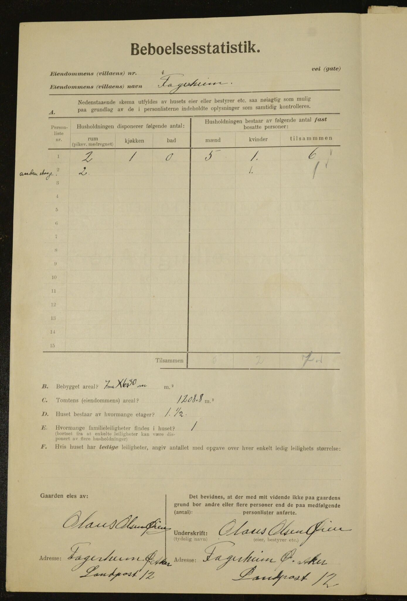 , Kommunal folketelling 1.12.1923 for Aker, 1923, s. 35206