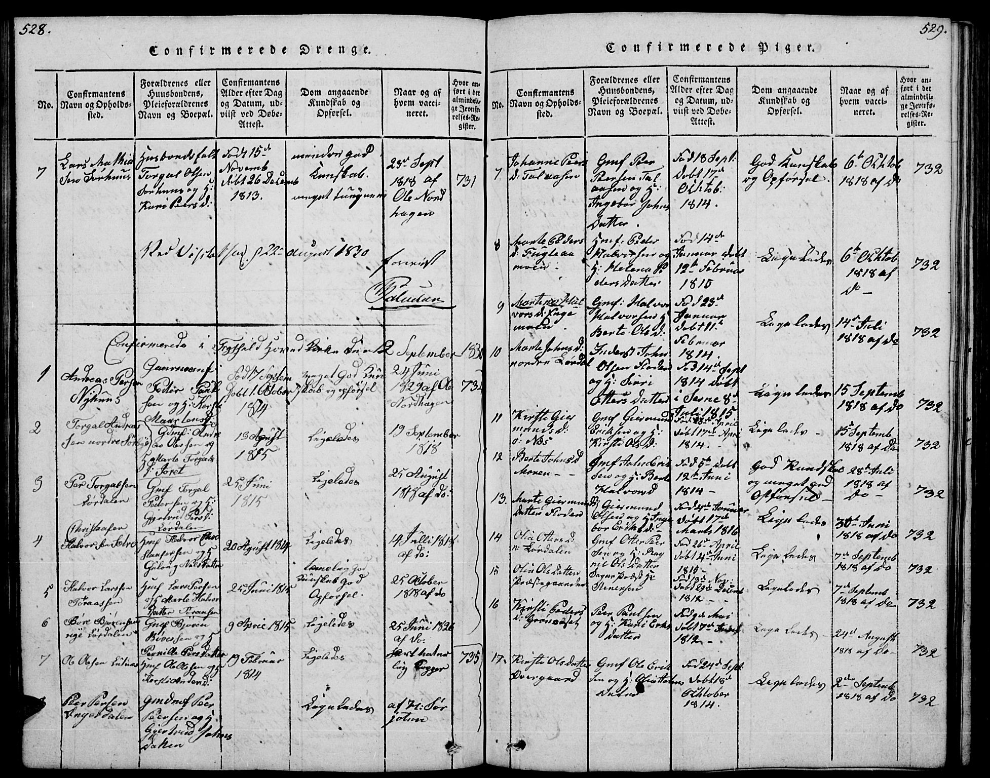 Trysil prestekontor, SAH/PREST-046/H/Ha/Hab/L0004: Klokkerbok nr. 4, 1814-1841, s. 528-529