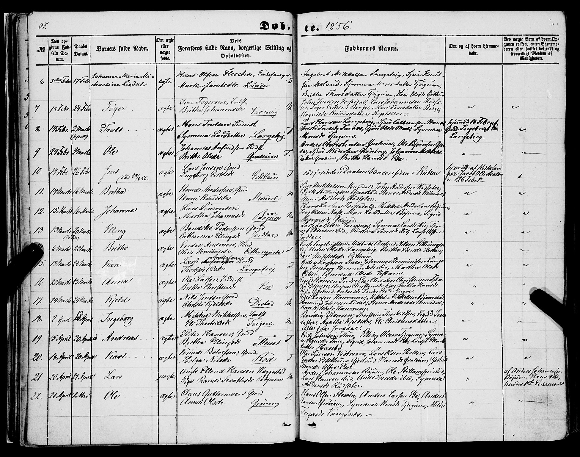 Balestrand sokneprestembete, AV/SAB-A-79601/H/Haa/Haaa/L0002: Ministerialbok nr. A 2, 1847-1866, s. 35
