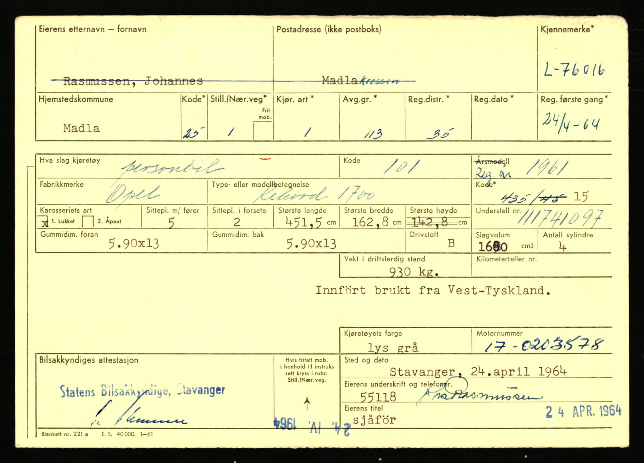 Stavanger trafikkstasjon, AV/SAST-A-101942/0/F/L0068: L-75000 - L-76799, 1930-1971, s. 1247