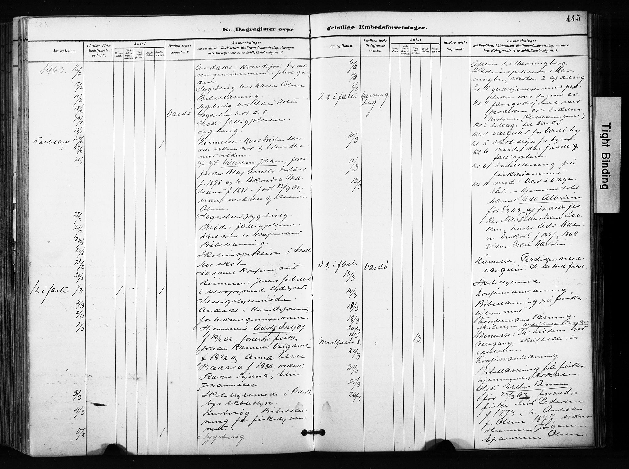 Vardø sokneprestkontor, AV/SATØ-S-1332/H/Ha/L0010kirke: Ministerialbok nr. 10, 1895-1907, s. 445