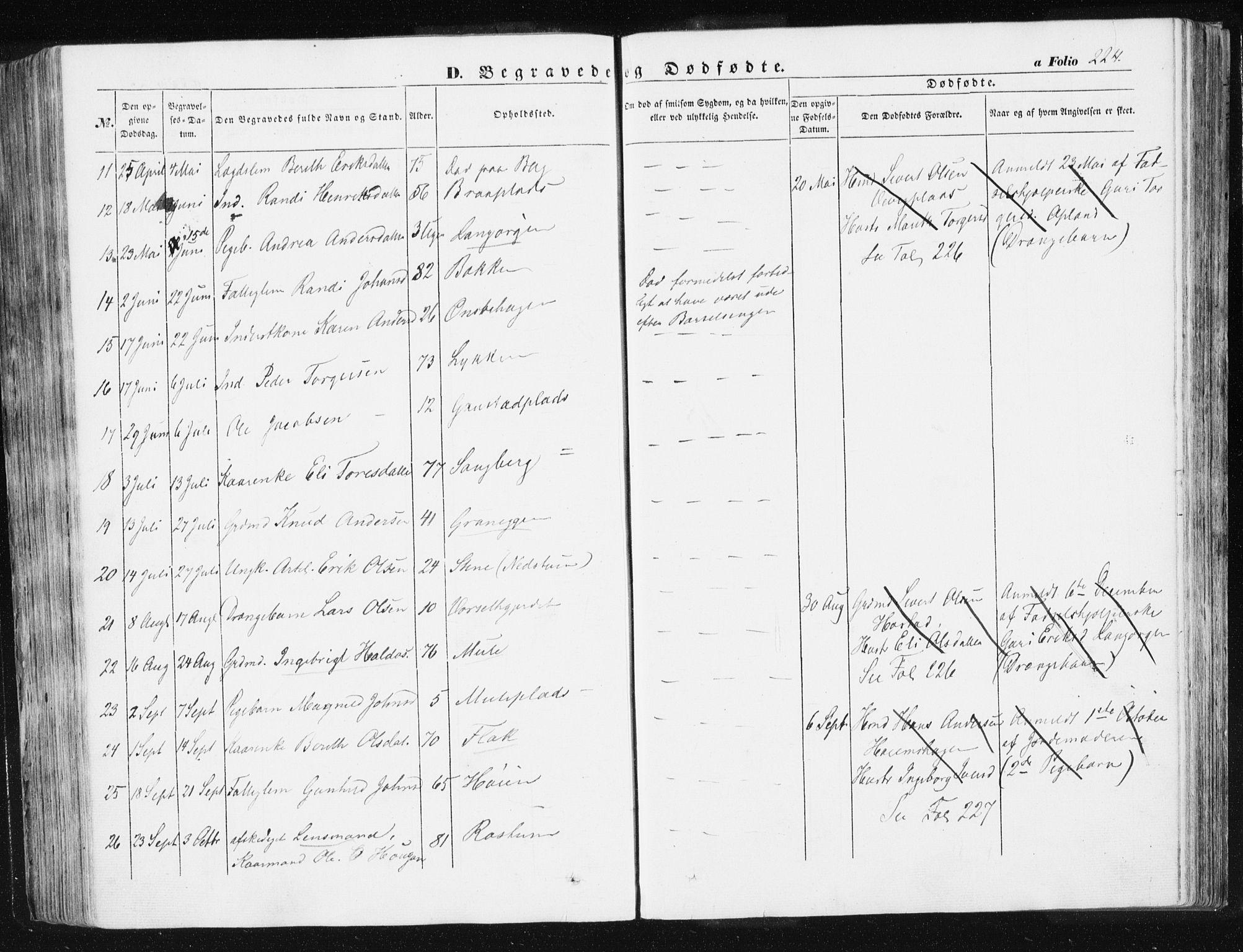 Ministerialprotokoller, klokkerbøker og fødselsregistre - Sør-Trøndelag, SAT/A-1456/612/L0376: Ministerialbok nr. 612A08, 1846-1859, s. 224