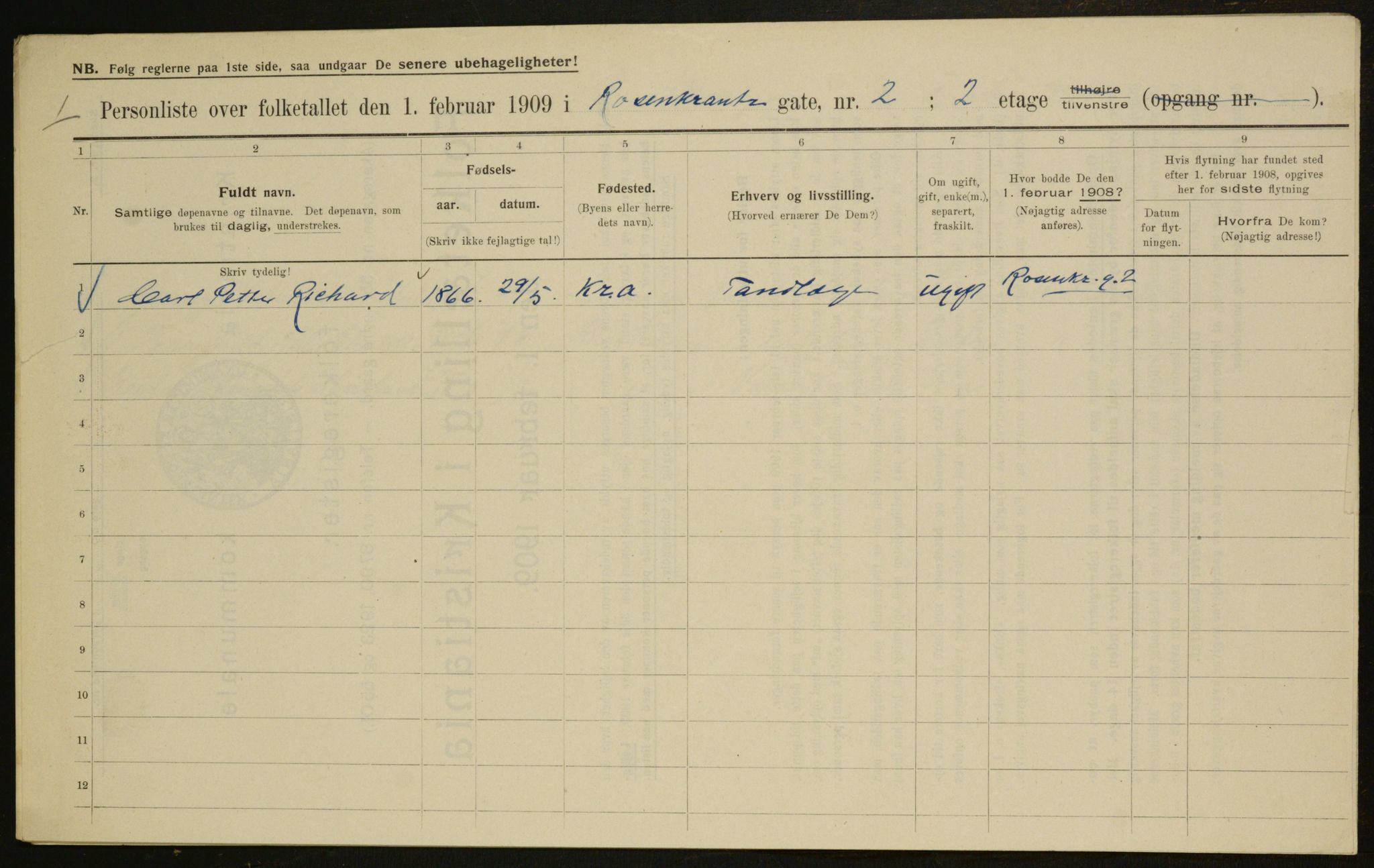 OBA, Kommunal folketelling 1.2.1909 for Kristiania kjøpstad, 1909, s. 75967