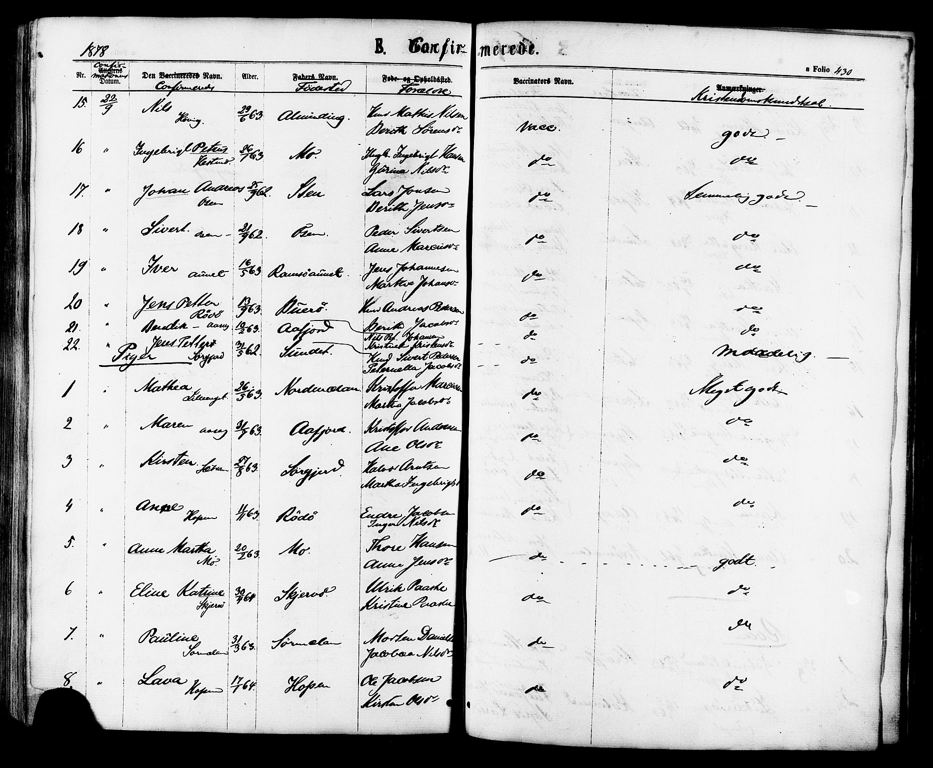 Ministerialprotokoller, klokkerbøker og fødselsregistre - Sør-Trøndelag, SAT/A-1456/657/L0706: Ministerialbok nr. 657A07, 1867-1878, s. 430