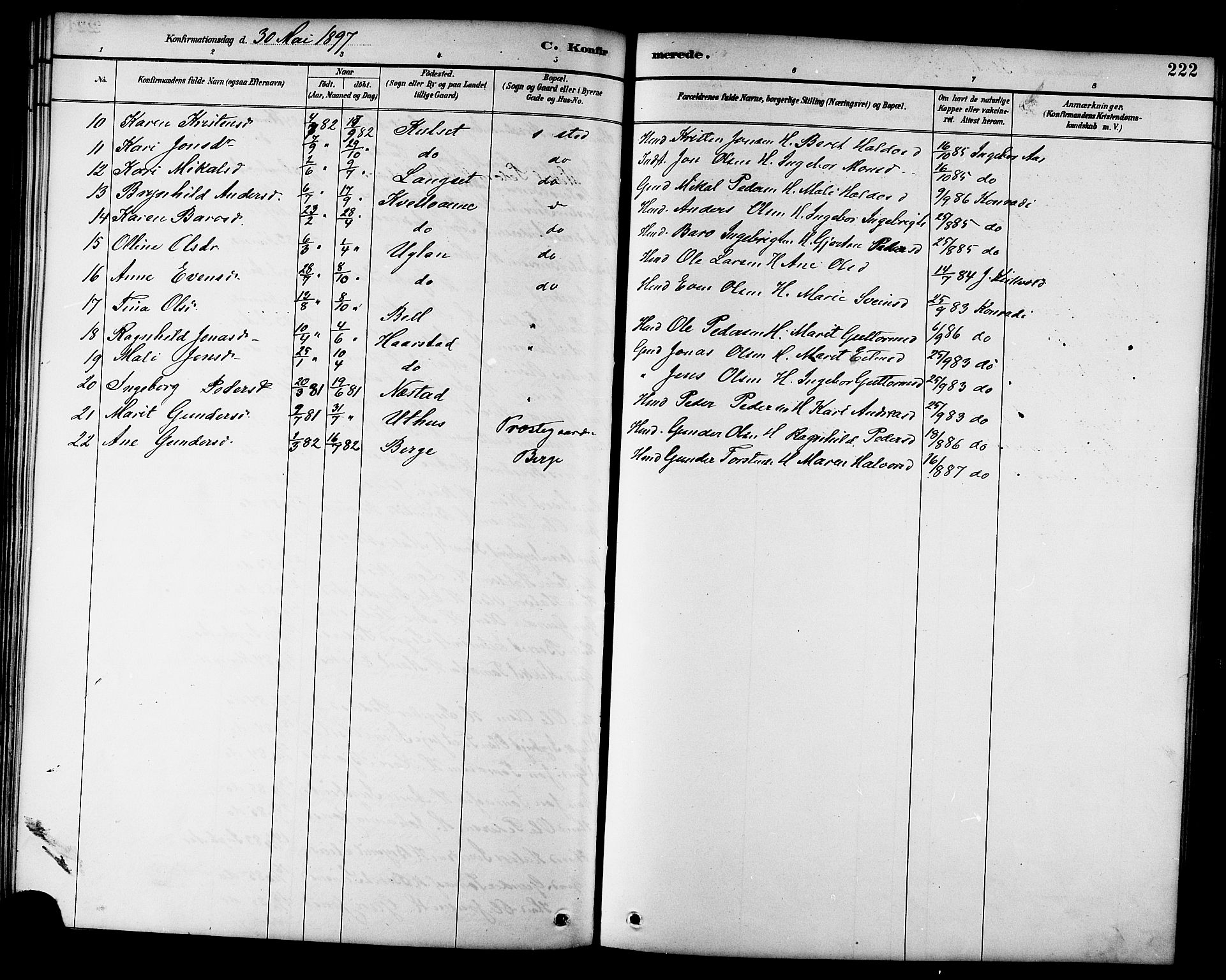 Ministerialprotokoller, klokkerbøker og fødselsregistre - Sør-Trøndelag, SAT/A-1456/695/L1157: Klokkerbok nr. 695C08, 1889-1913, s. 222