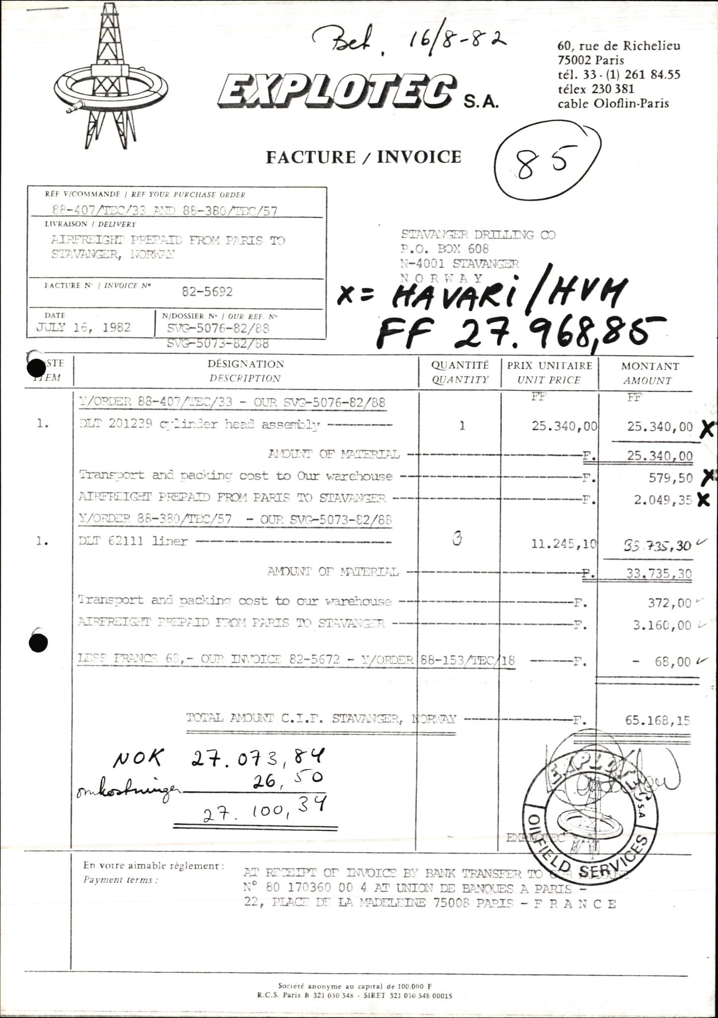 Pa 1503 - Stavanger Drilling AS, AV/SAST-A-101906/2/E/Ec/Eca/L0014: Sak og korrespondanse, 1977-1987