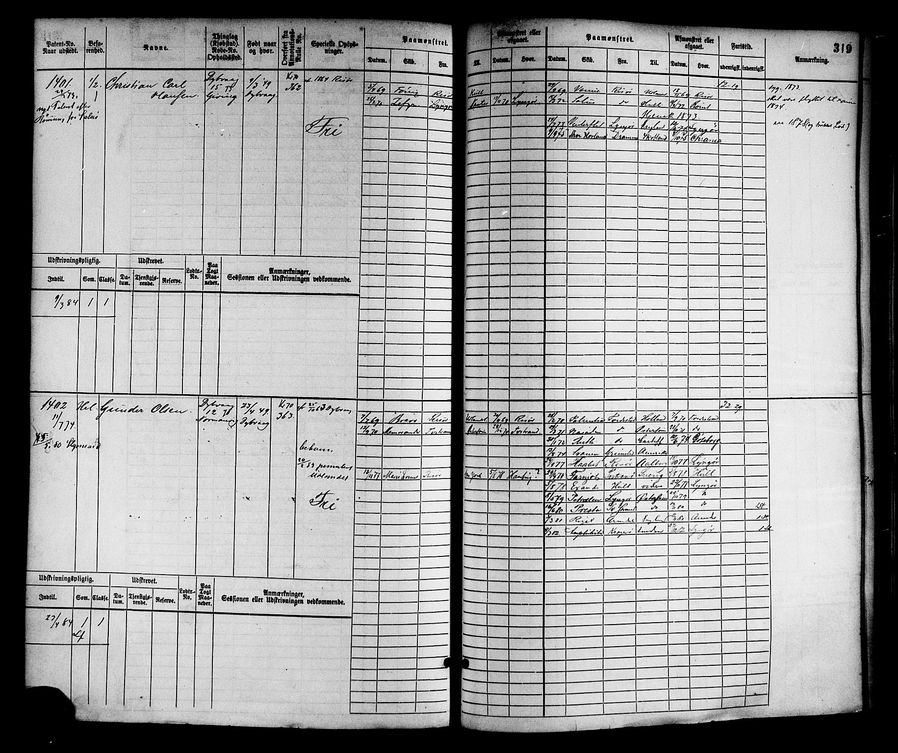 Tvedestrand mønstringskrets, SAK/2031-0011/F/Fb/L0002: Hovedrulle nr 767-1528, R-3, 1868-1900, s. 328