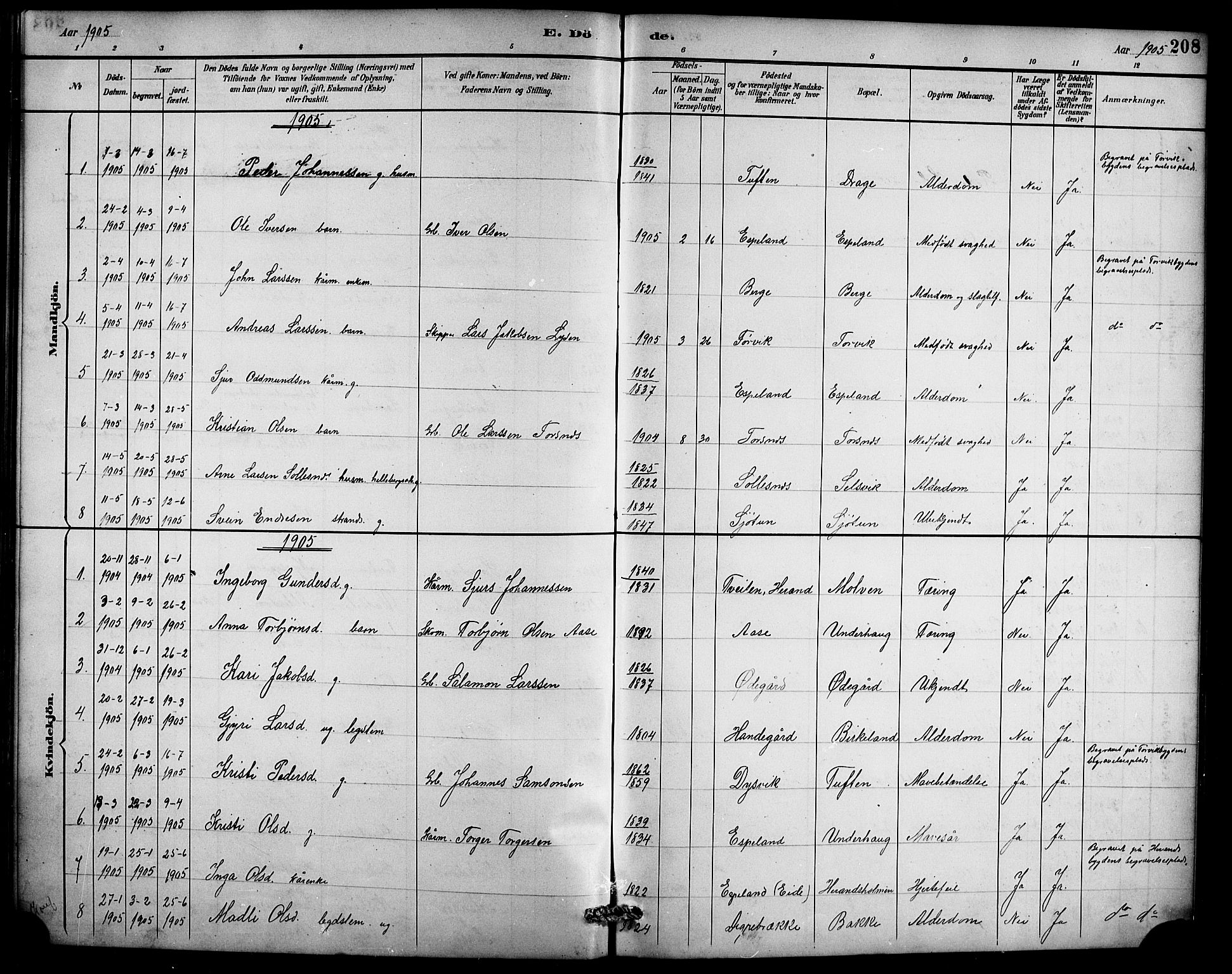 Ullensvang sokneprestembete, AV/SAB-A-78701/H/Hab: Klokkerbok nr. D 1, 1891-1908, s. 208