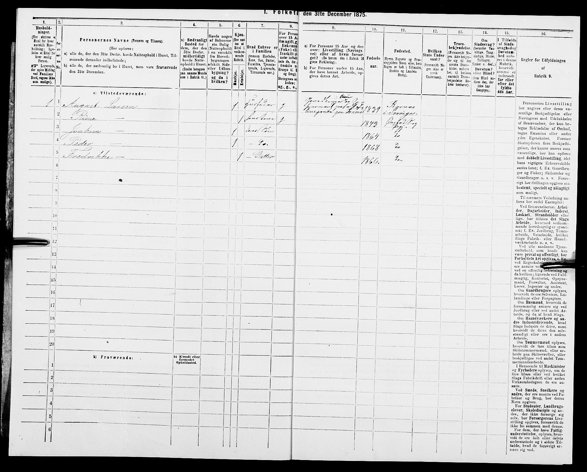 SAK, Folketelling 1875 for 0920P Øyestad prestegjeld, 1875, s. 844