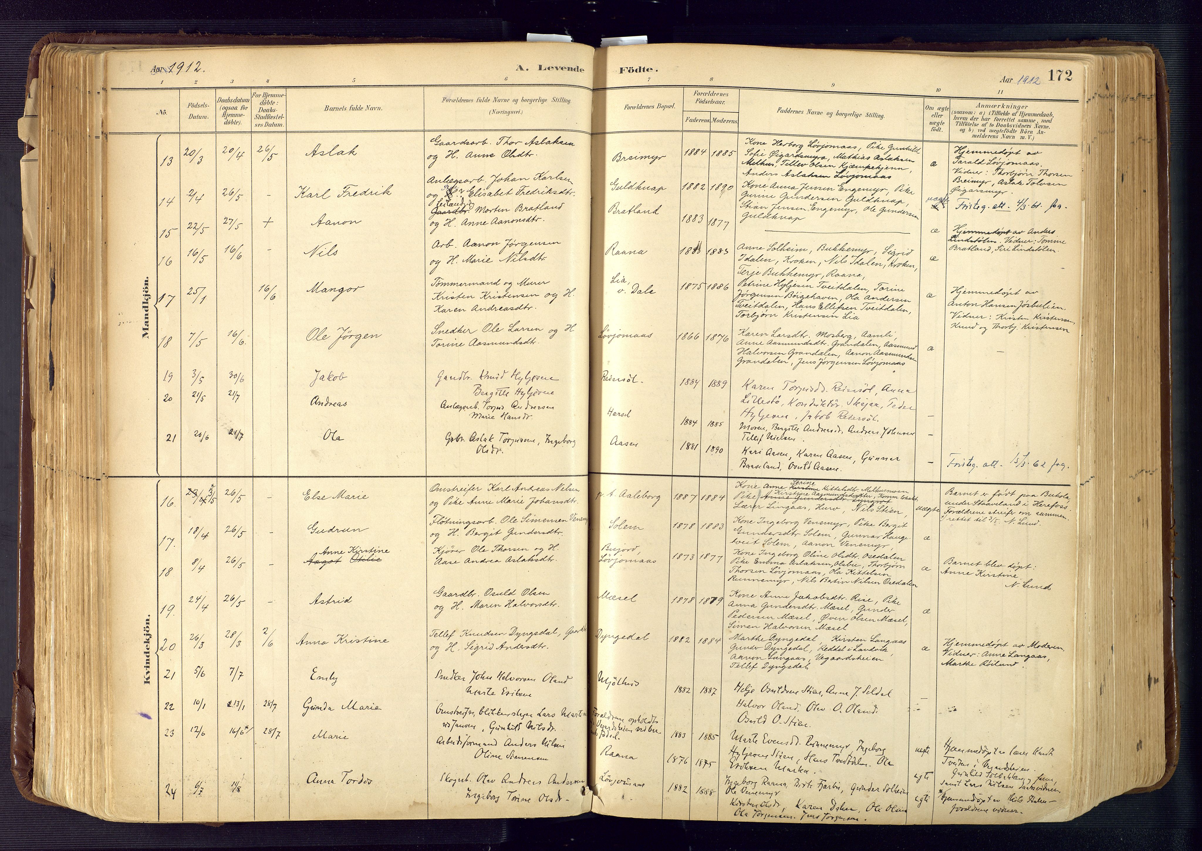 Froland sokneprestkontor, AV/SAK-1111-0013/F/Fa/L0005: Ministerialbok nr. A 5, 1882-1921, s. 172