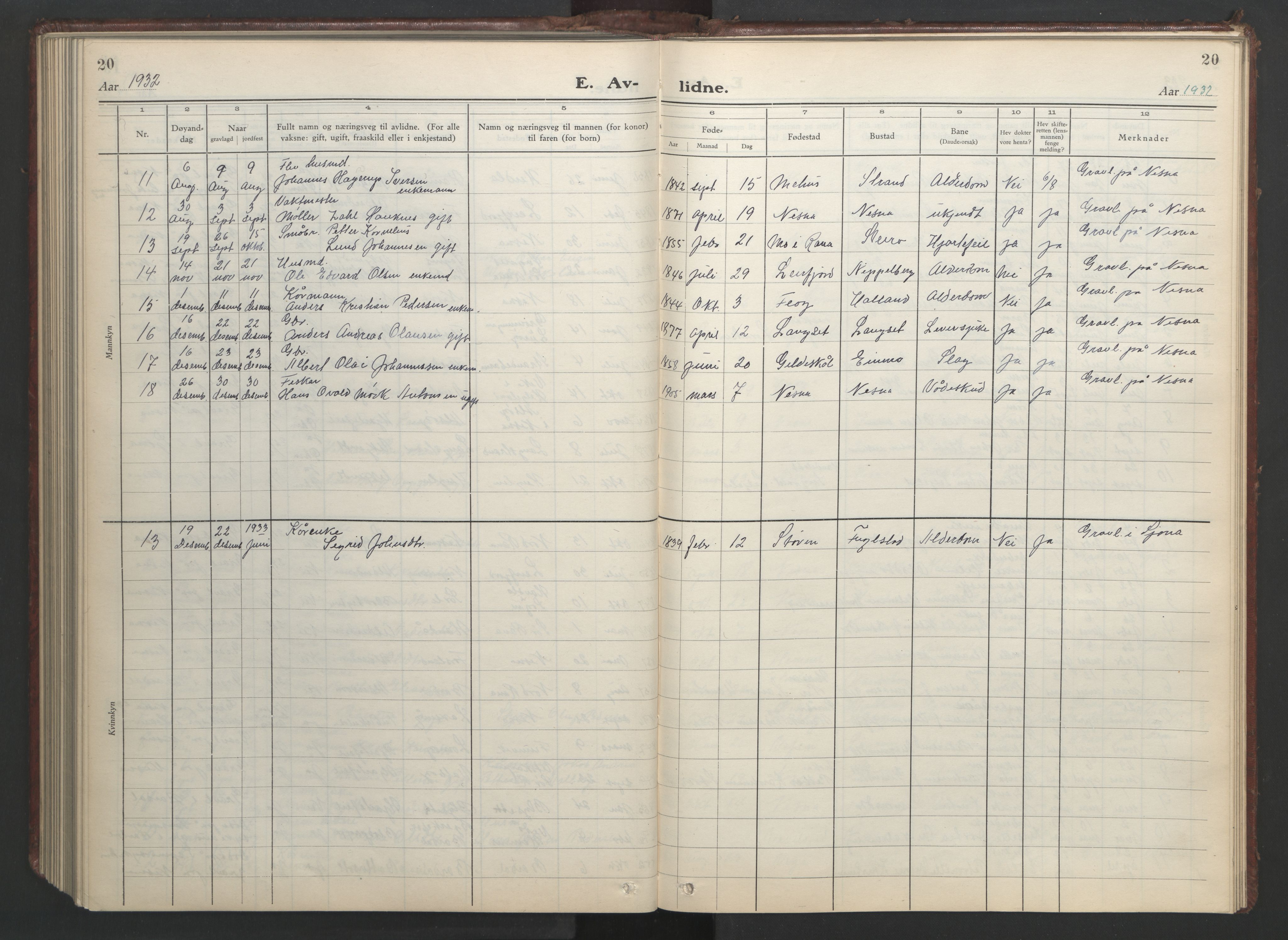 Ministerialprotokoller, klokkerbøker og fødselsregistre - Nordland, AV/SAT-A-1459/838/L0561: Klokkerbok nr. 838C08, 1923-1953, s. 20