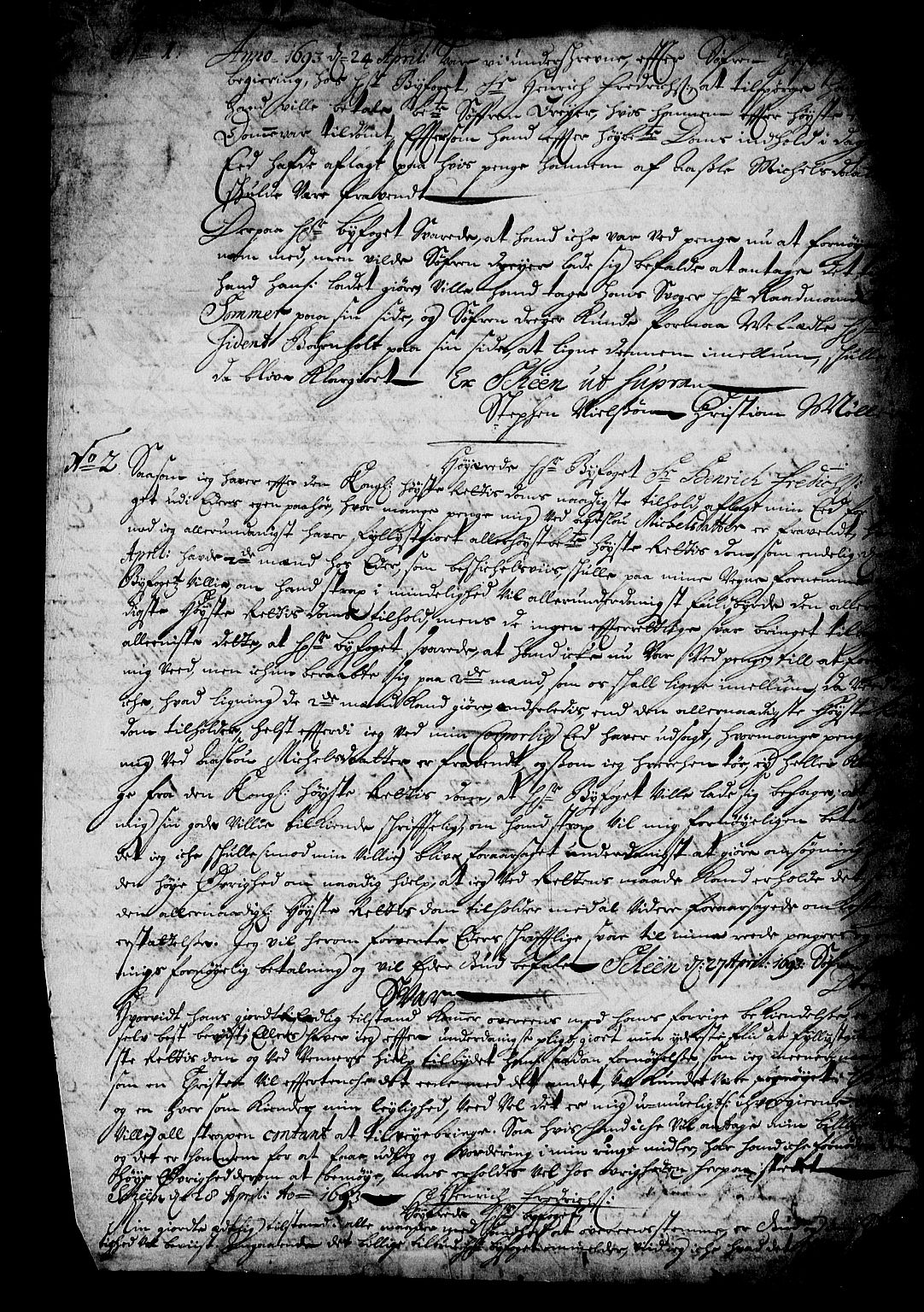 Stattholderembetet 1572-1771, RA/EA-2870/Af/L0004: Avskrifter av vedlegg til originale supplikker, nummerert i samsvar med supplikkbøkene, 1691-1694, s. 327